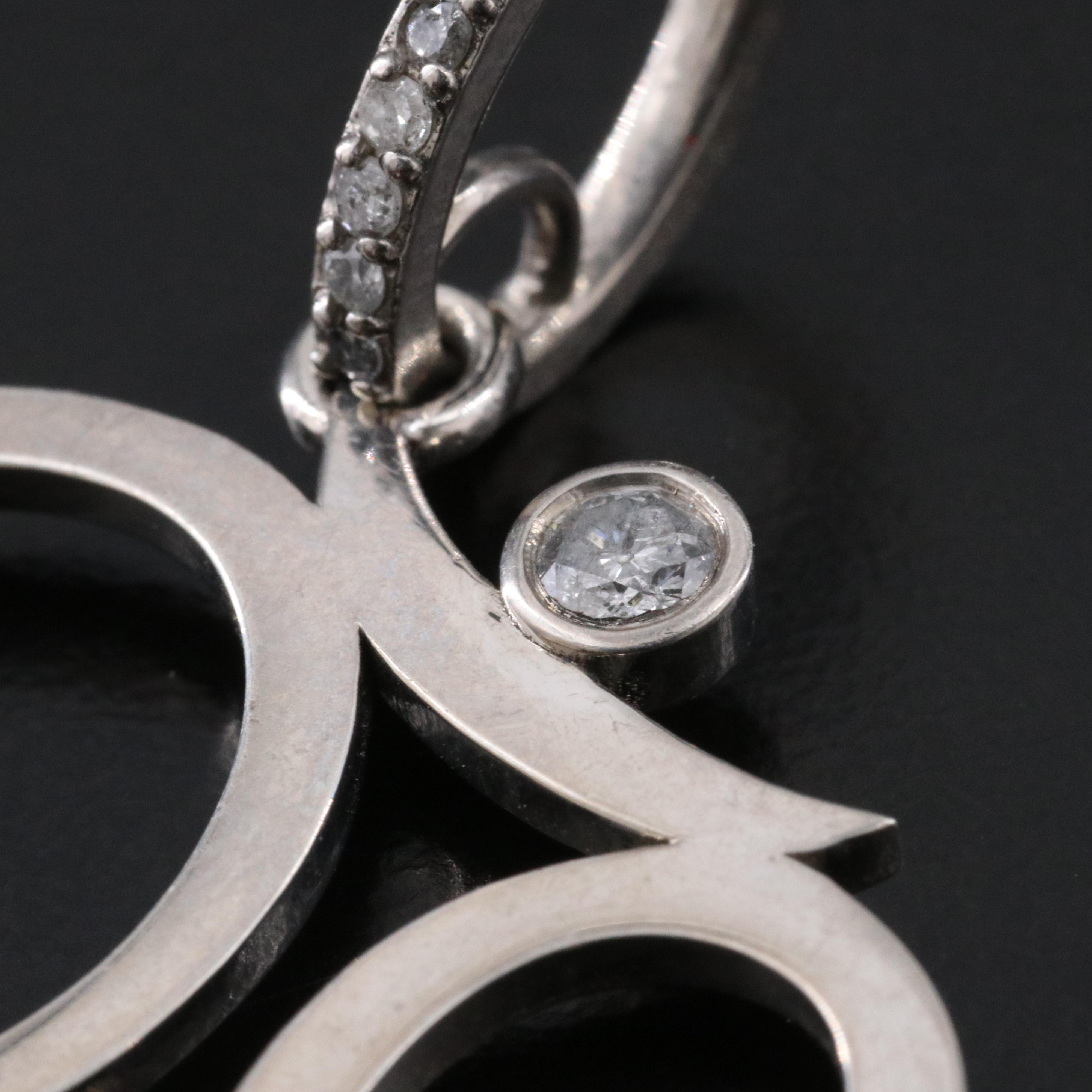 Sterling Diamond Ohm Pendant Attributed to Sheryl Lowe