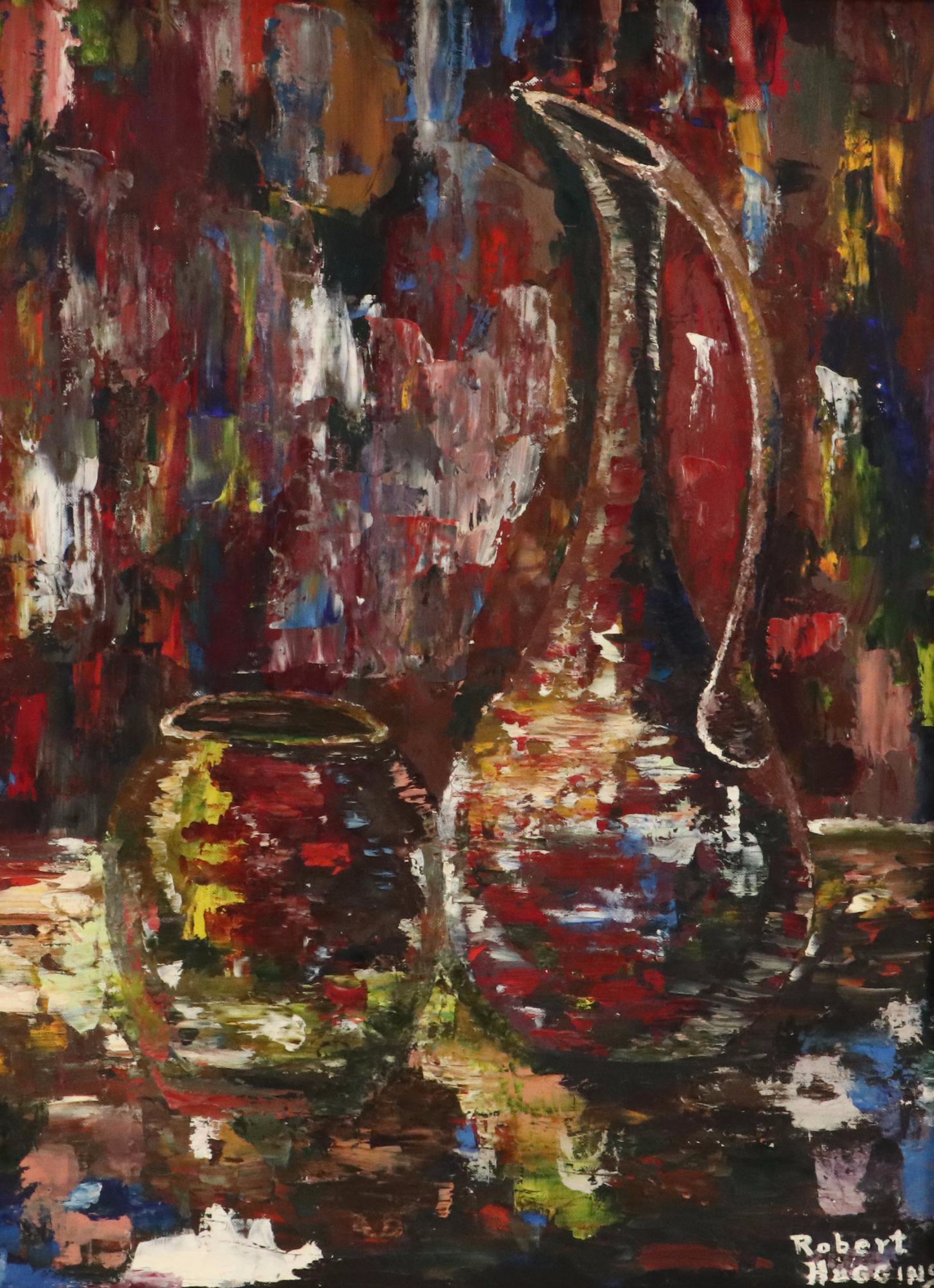 Robert Huggins Expressionist-Inspired Still Life Acrylic Painting