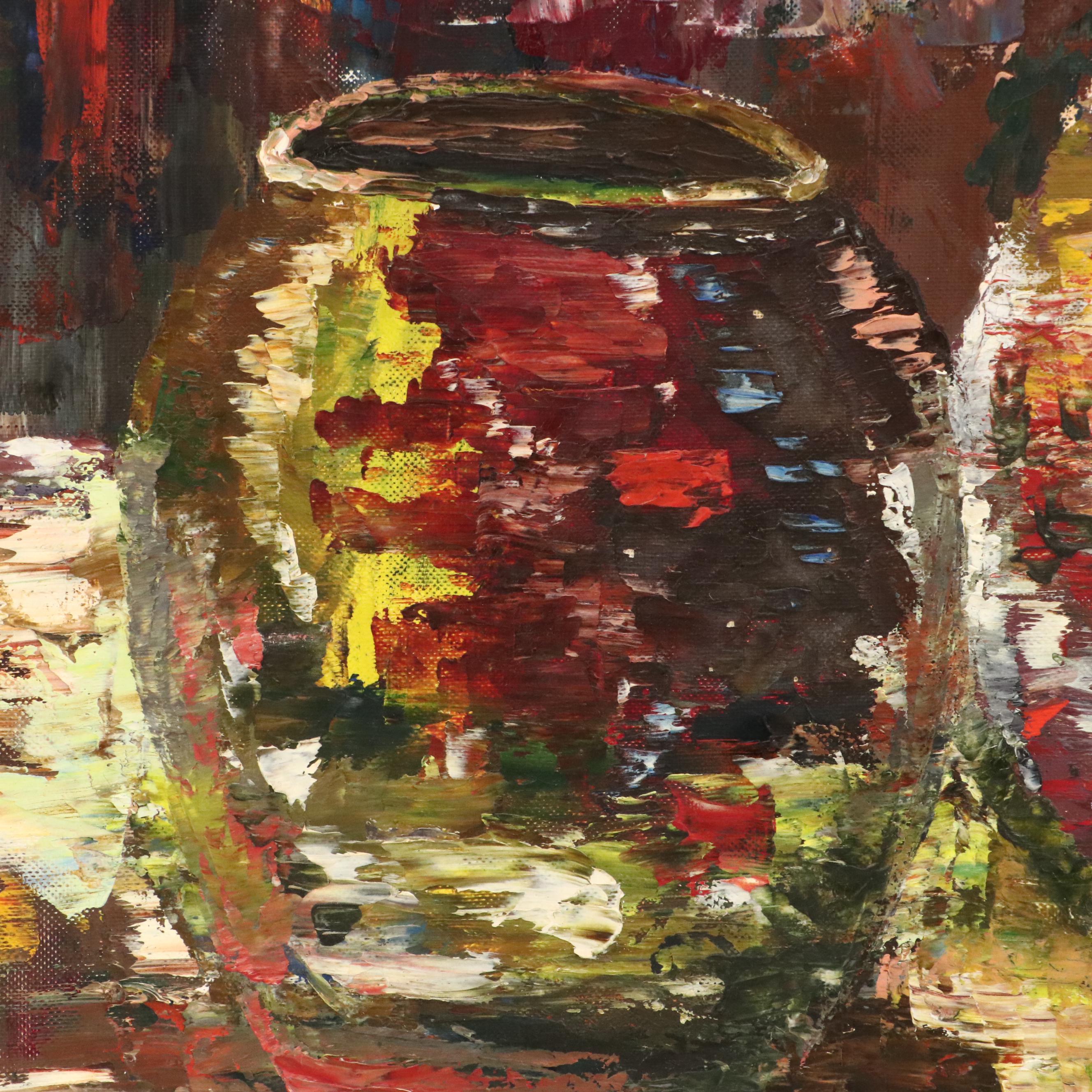 Robert Huggins Expressionist-Inspired Still Life Acrylic Painting