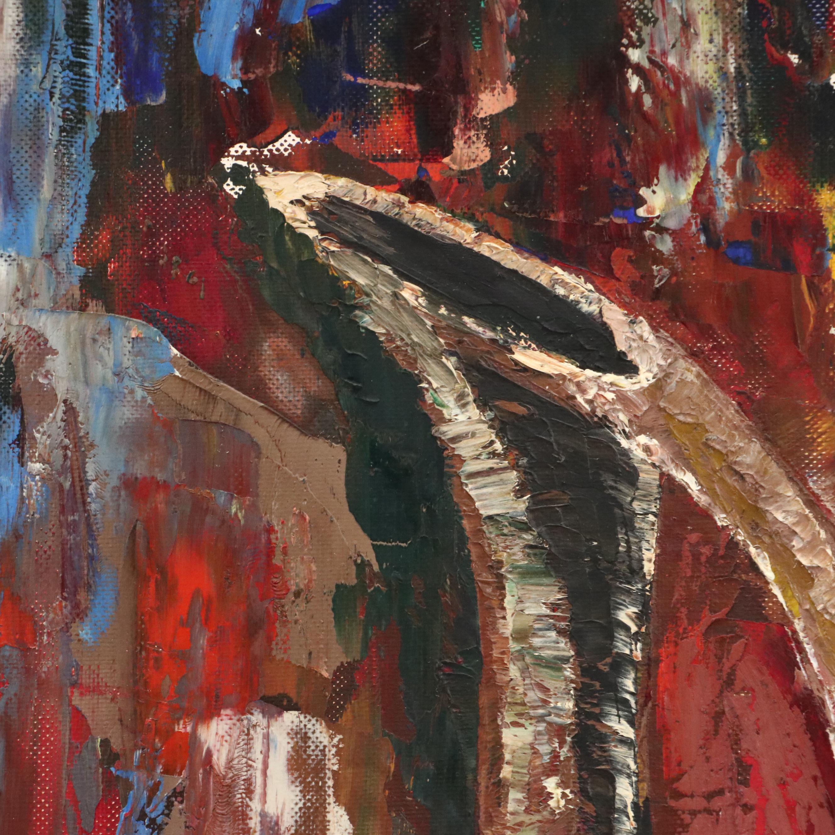 Robert Huggins Expressionist-Inspired Still Life Acrylic Painting