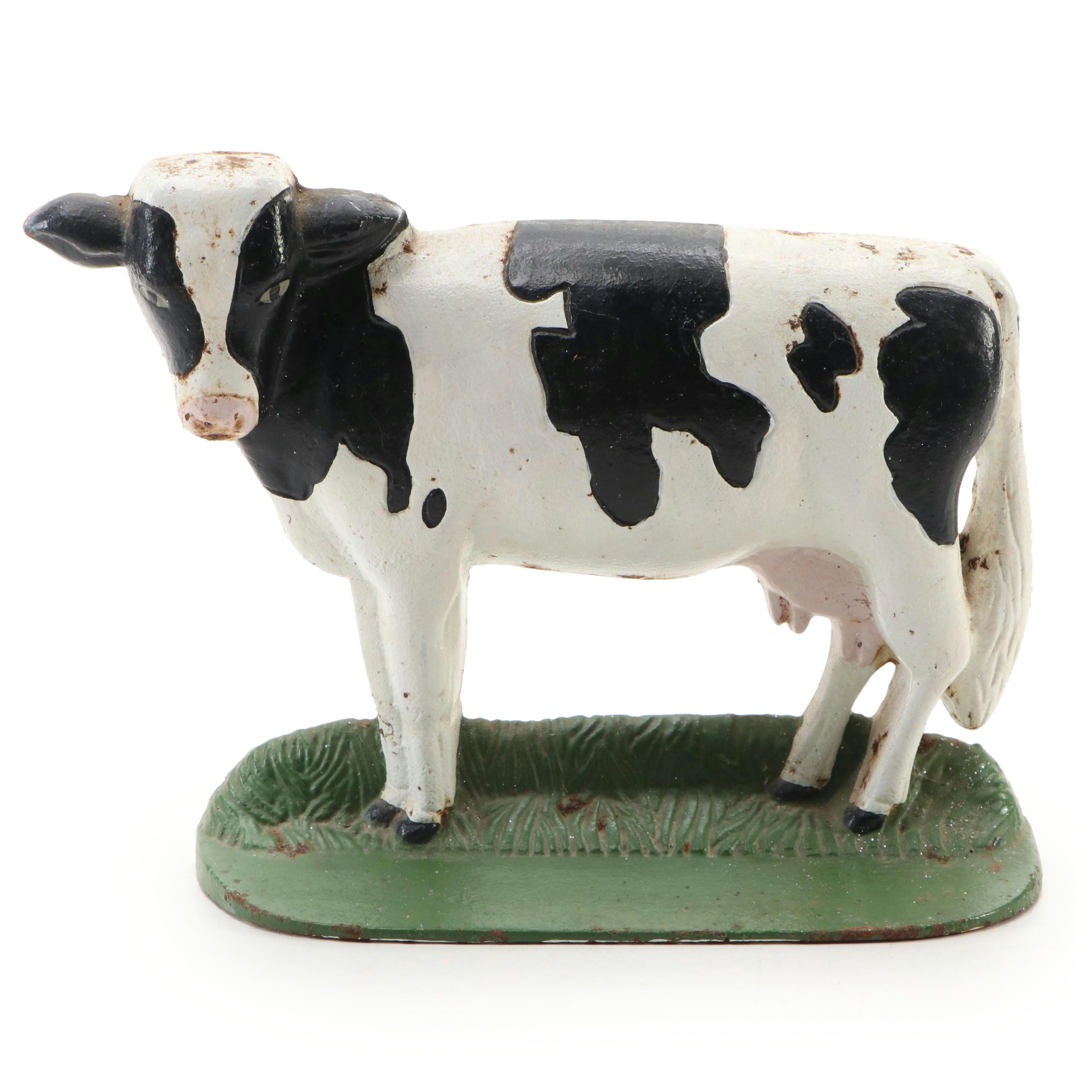 Painted Cast Iron Cow Doorstop