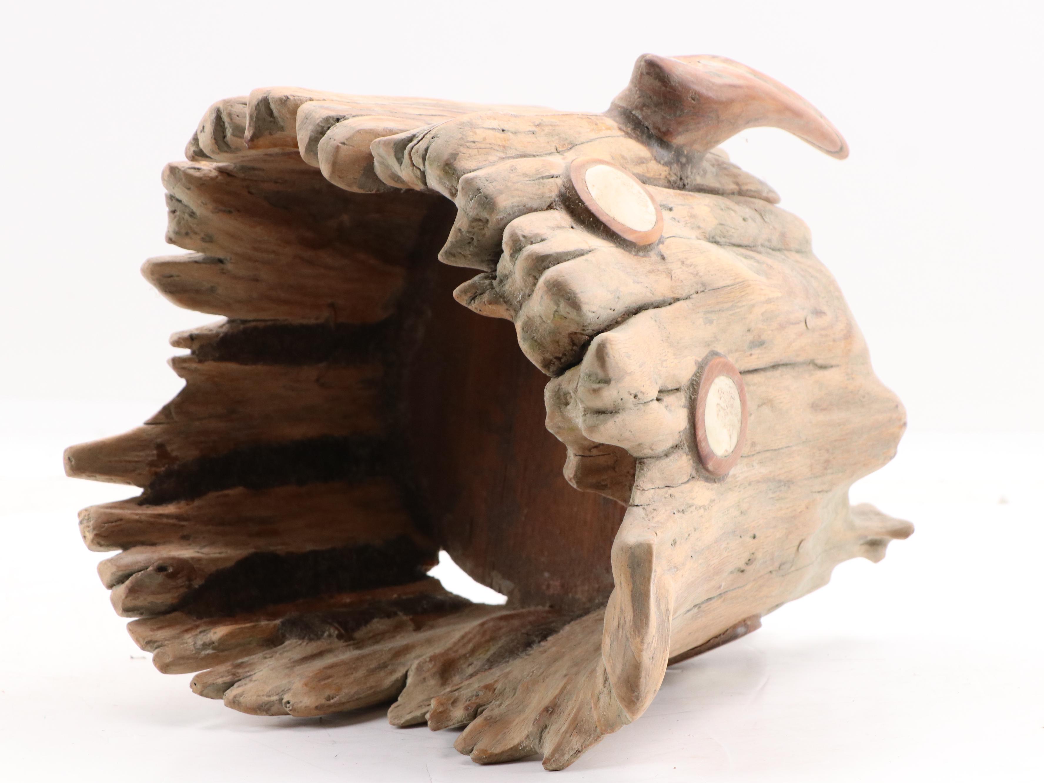 Robert Beaven Carved Wooden Sculptural Vessel & Ornamented Antlers in Wood Discs