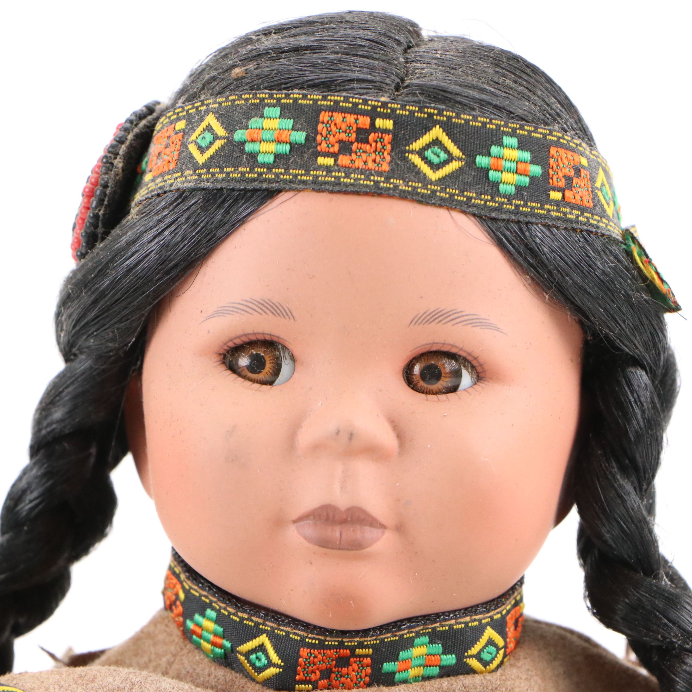 The Danbury Mint "Brave and Free" Bisque Porcelain Native American Doll