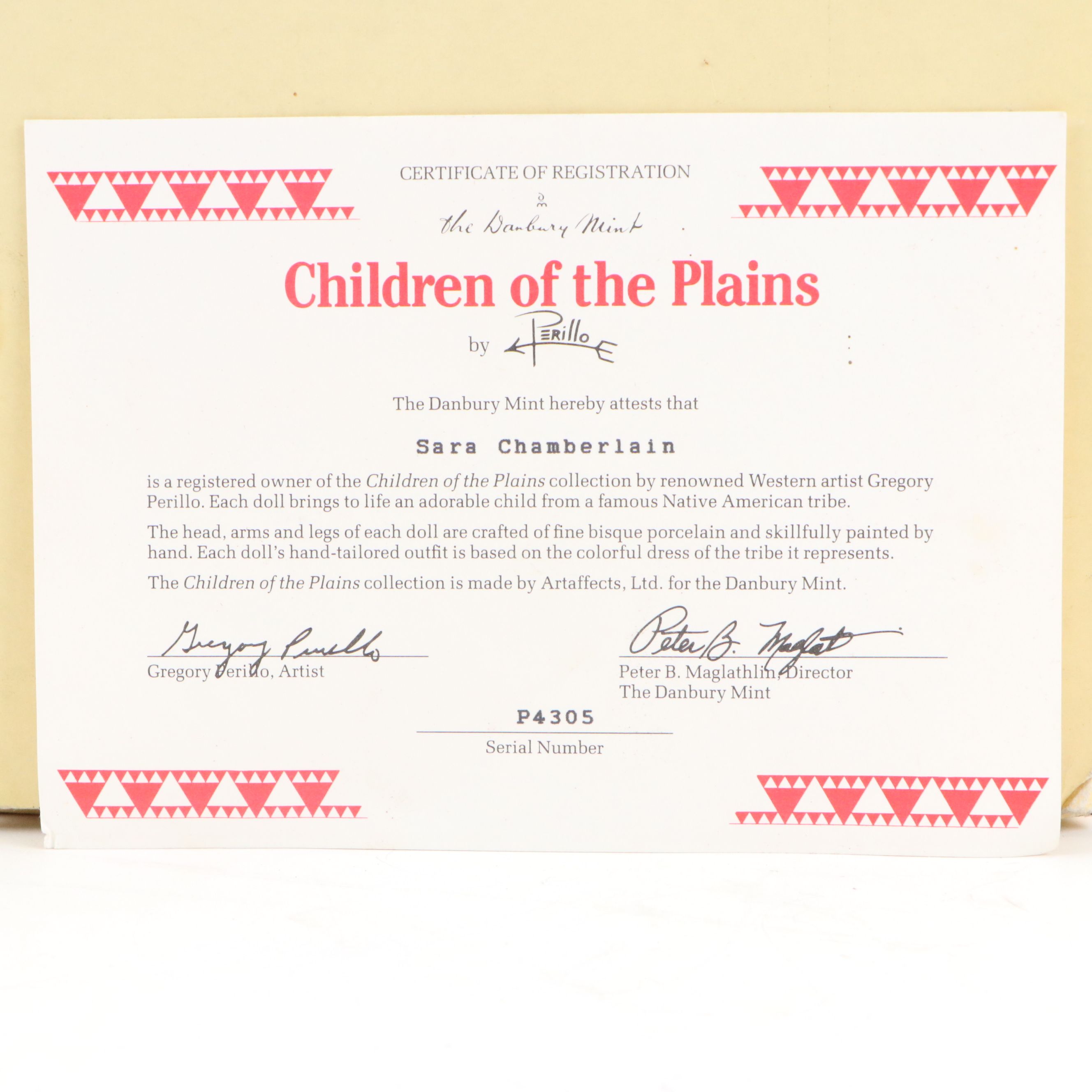 The Danbury Mint "Brave and Free" Bisque Porcelain Native American Doll