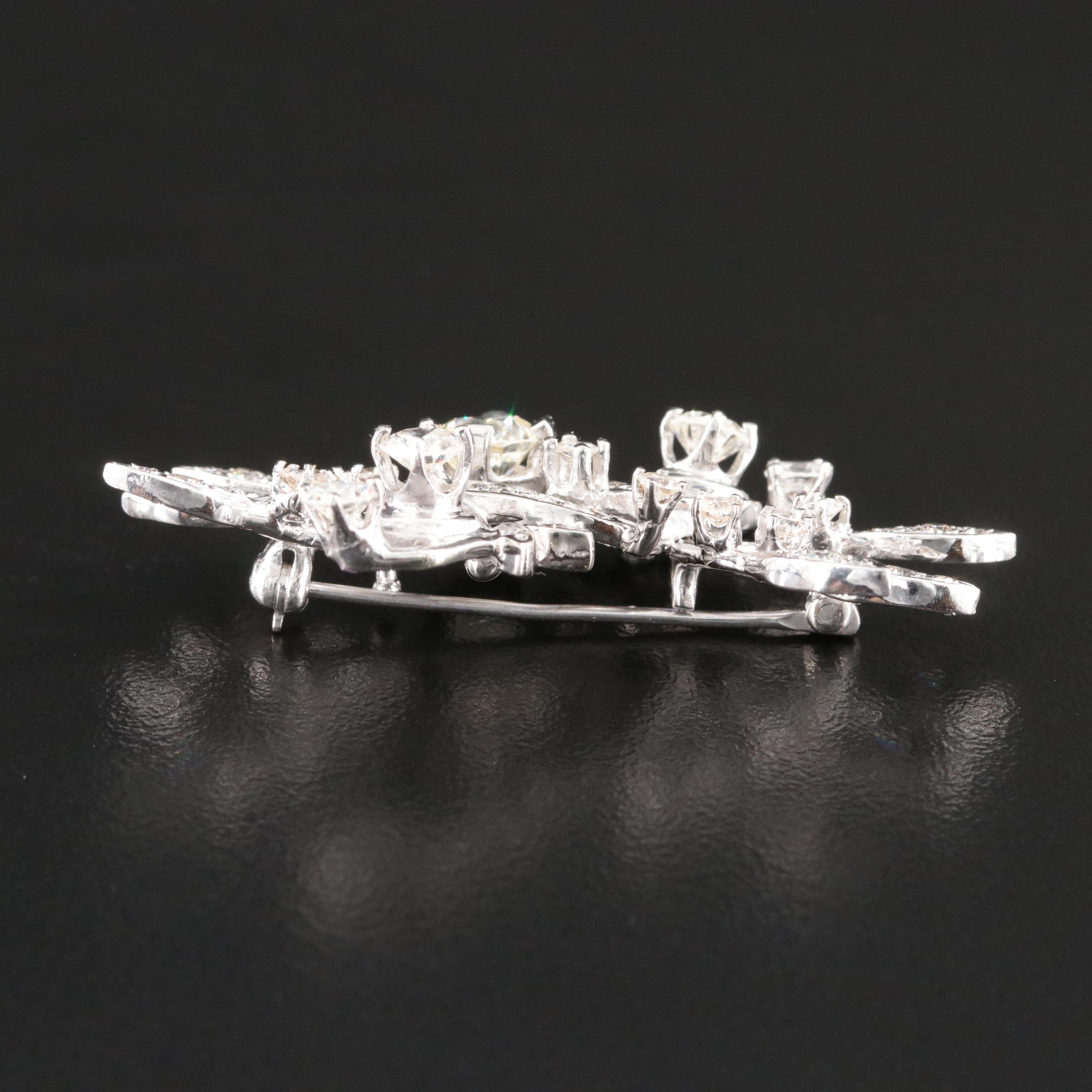 14K 2.14 CTW Diamond Floral Spray Brooch