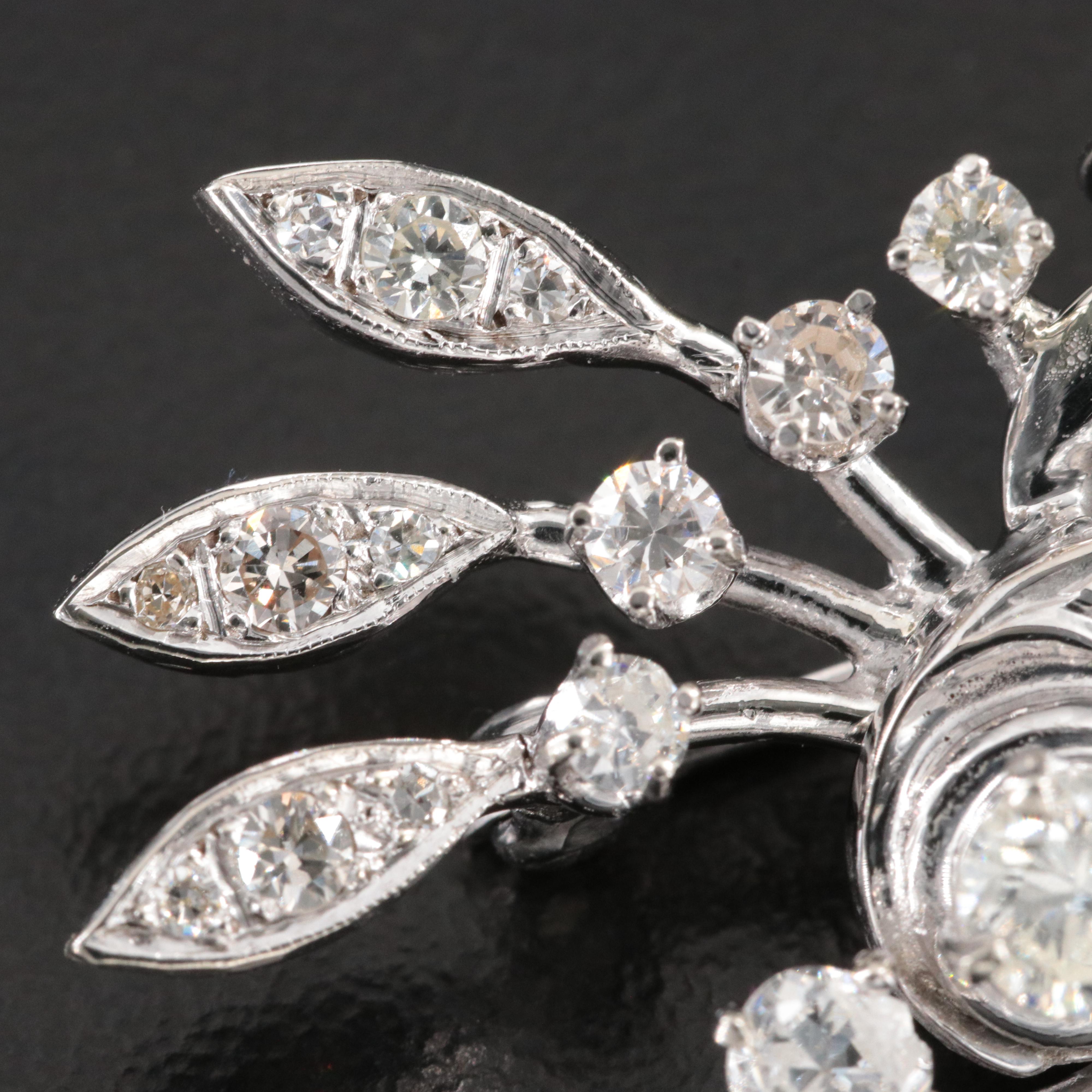 14K 2.14 CTW Diamond Floral Spray Brooch
