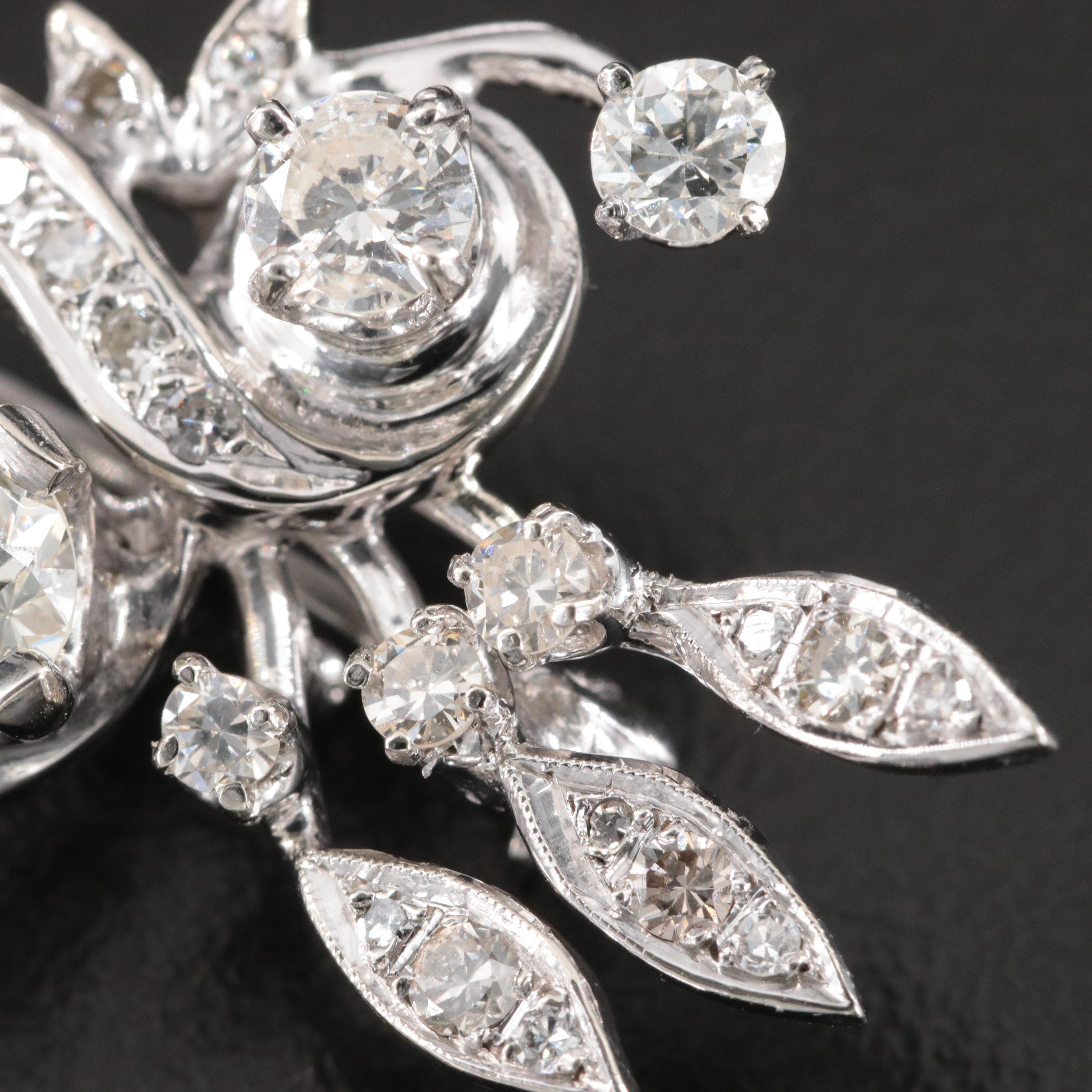 14K 2.14 CTW Diamond Floral Spray Brooch