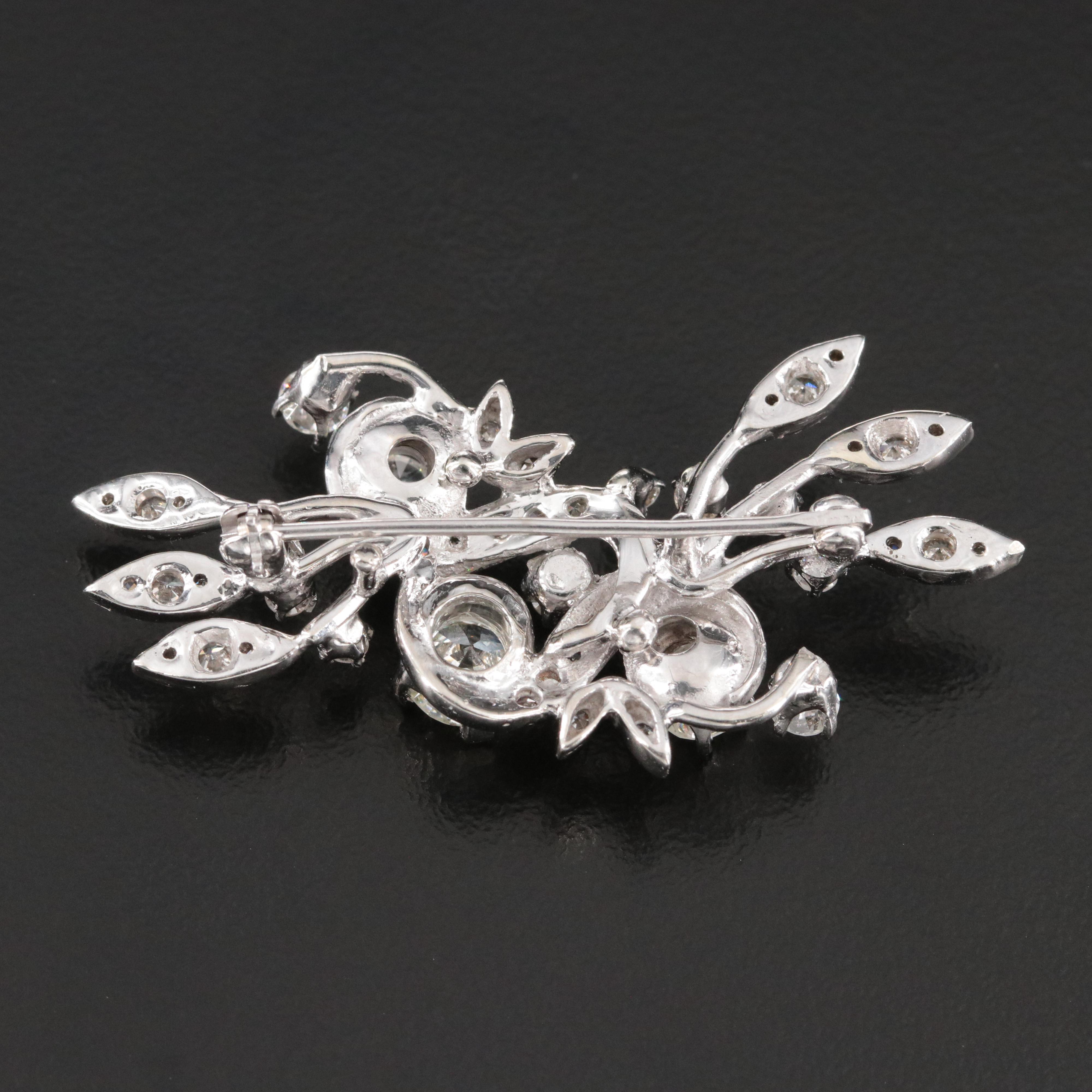 14K 2.14 CTW Diamond Floral Spray Brooch