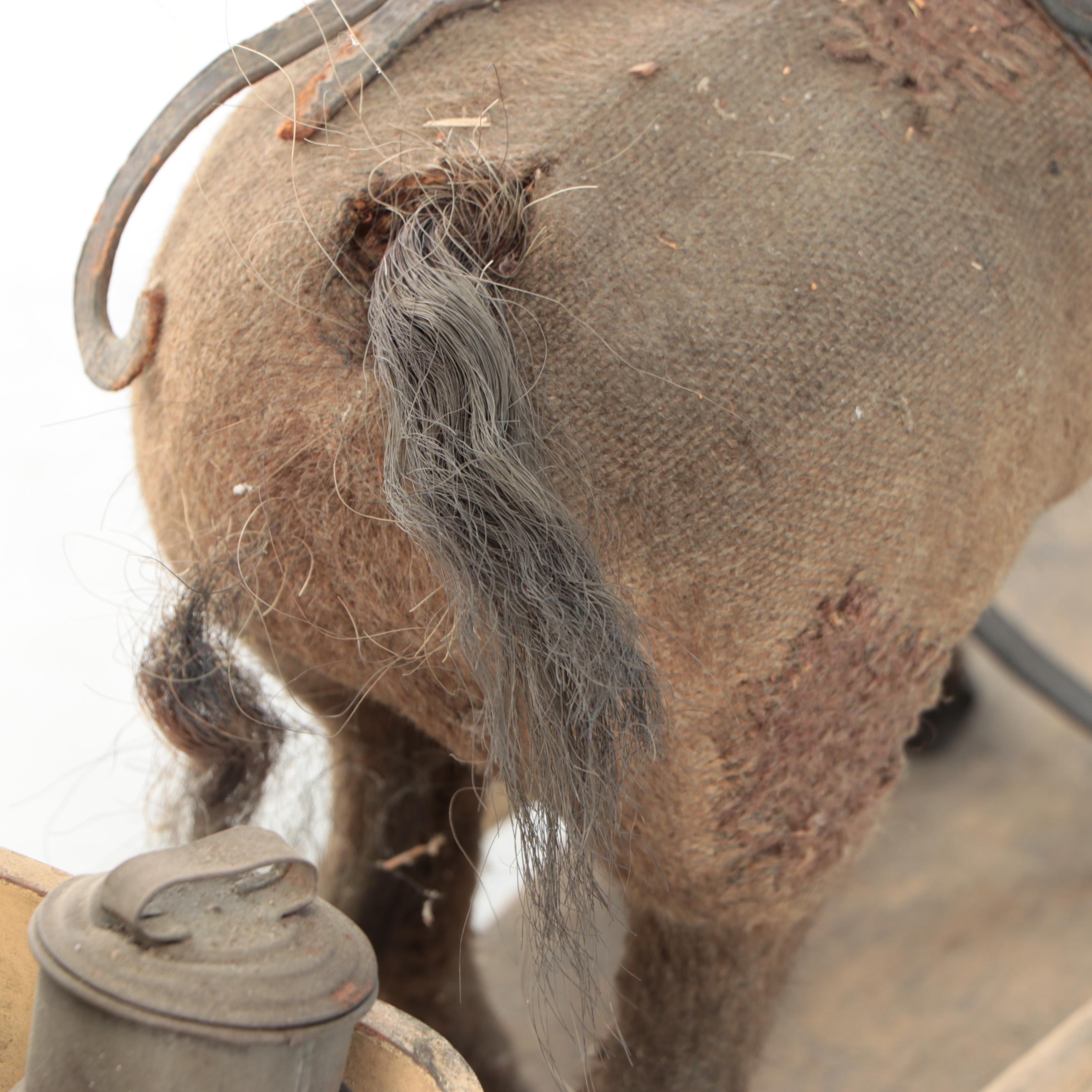 Folk Art Horse-Drawn Milk Cart Pull Toy