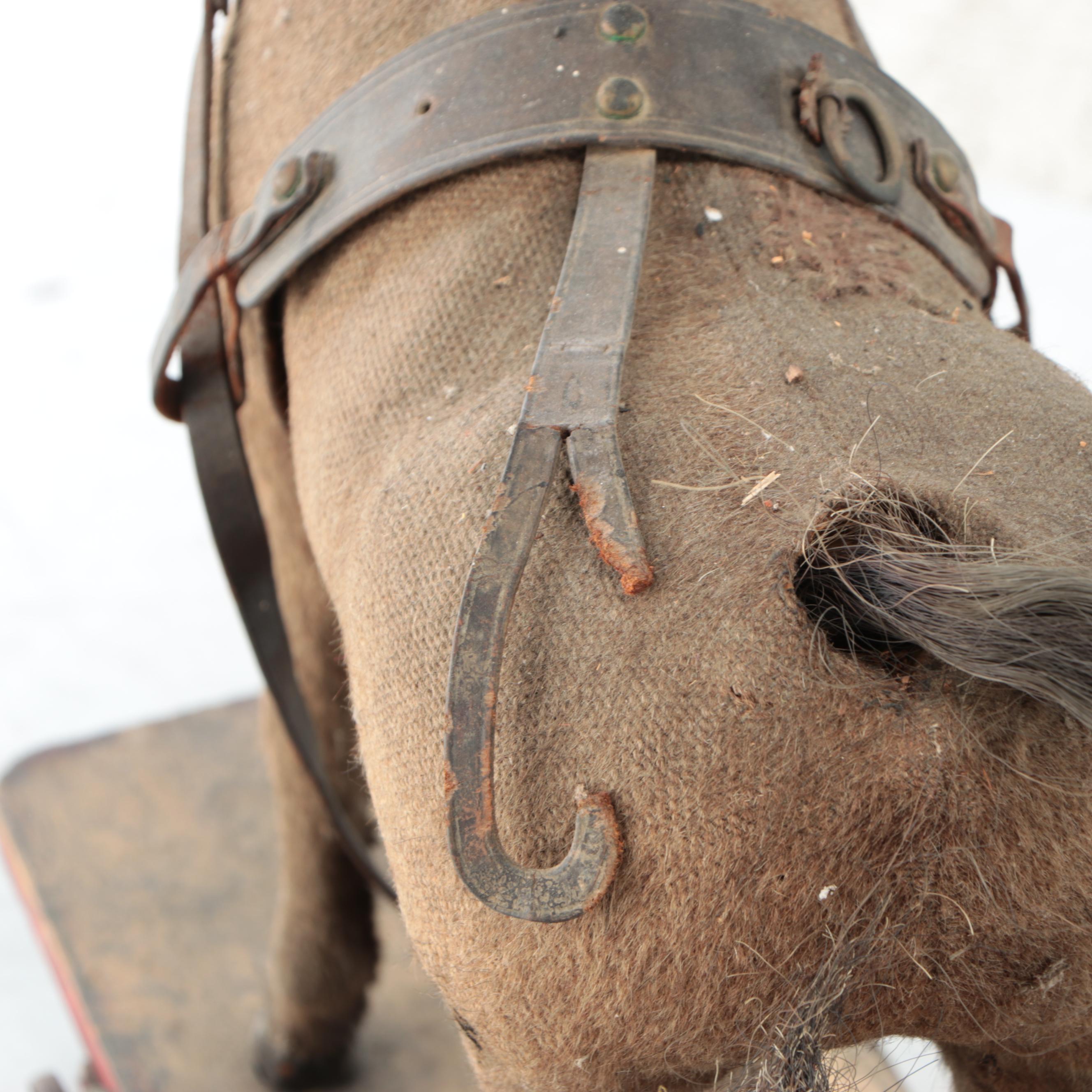 Folk Art Horse-Drawn Milk Cart Pull Toy