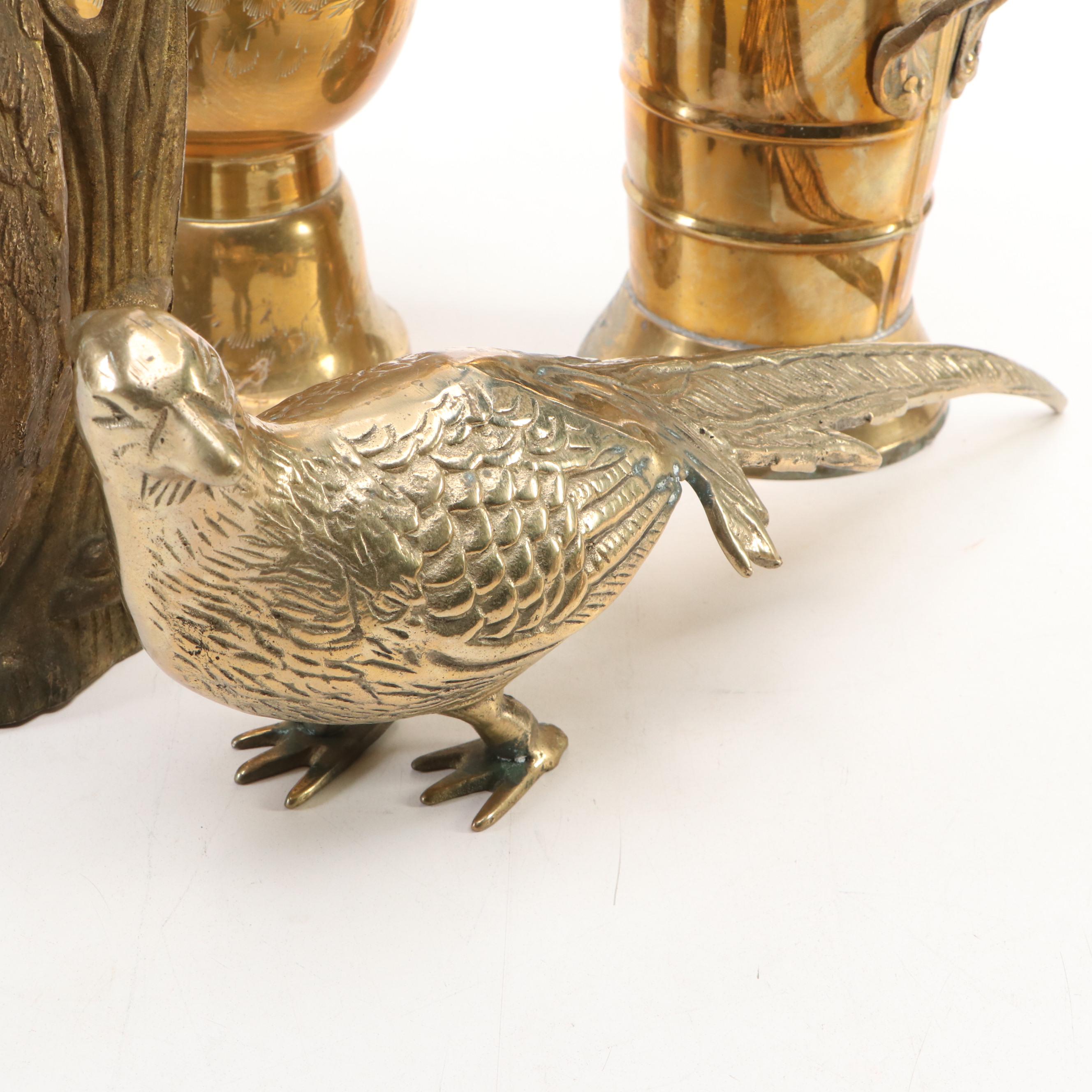 Etched Brass Vase, Brass Smudge Pot, Cloisonné Brass Box, and More Décor