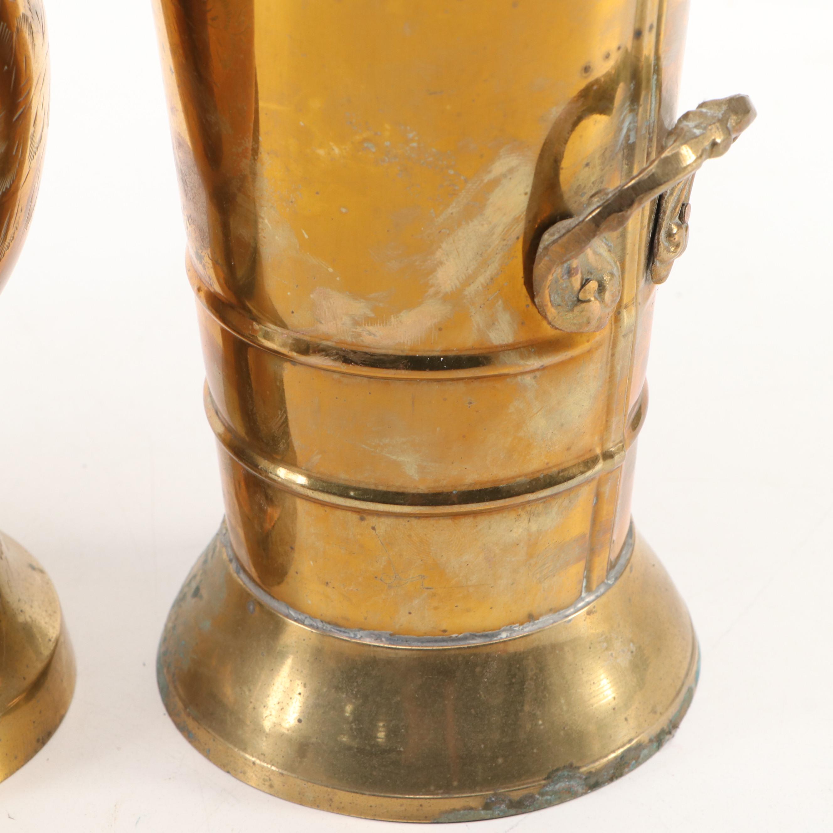 Etched Brass Vase, Brass Smudge Pot, Cloisonné Brass Box, and More Décor