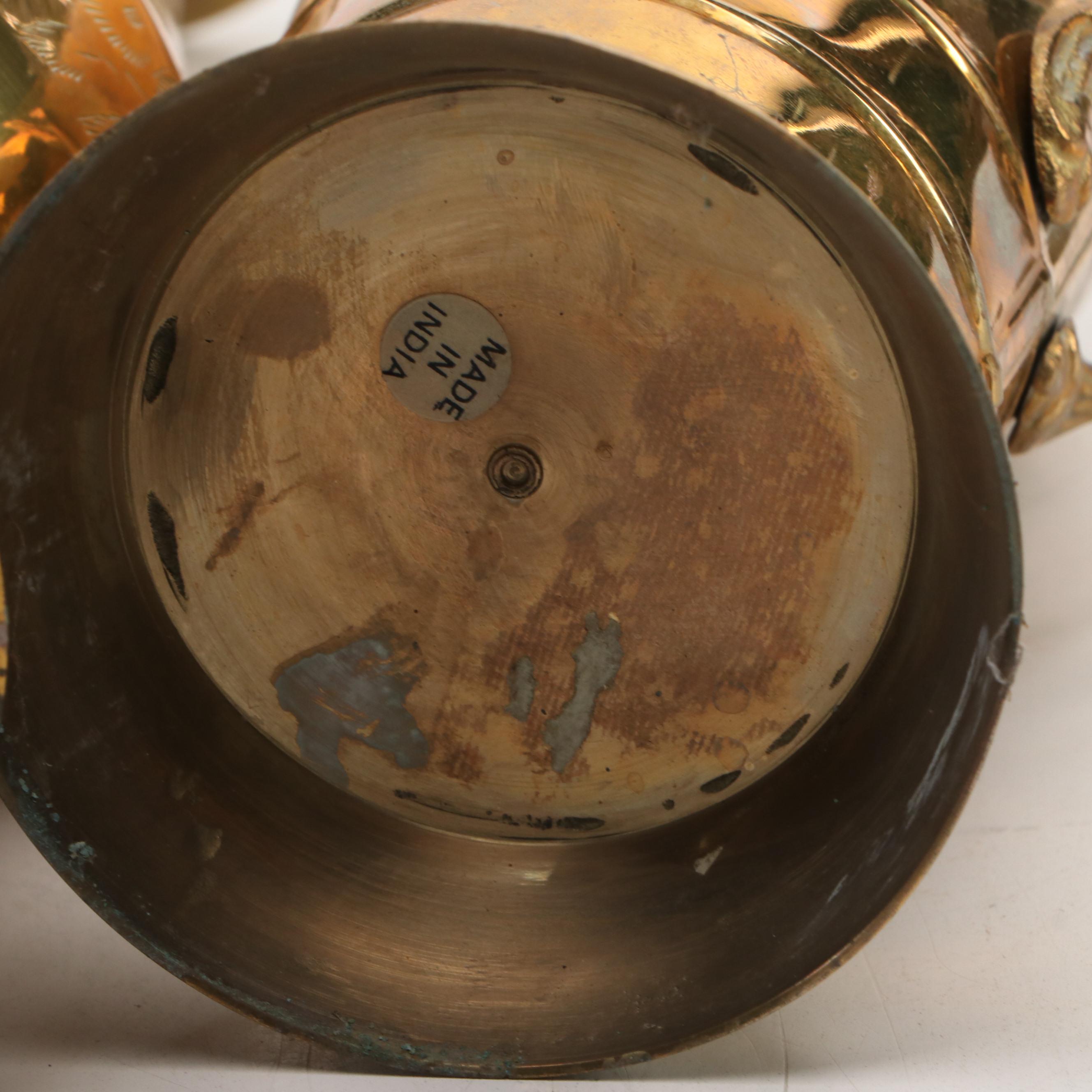 Etched Brass Vase, Brass Smudge Pot, Cloisonné Brass Box, and More Décor