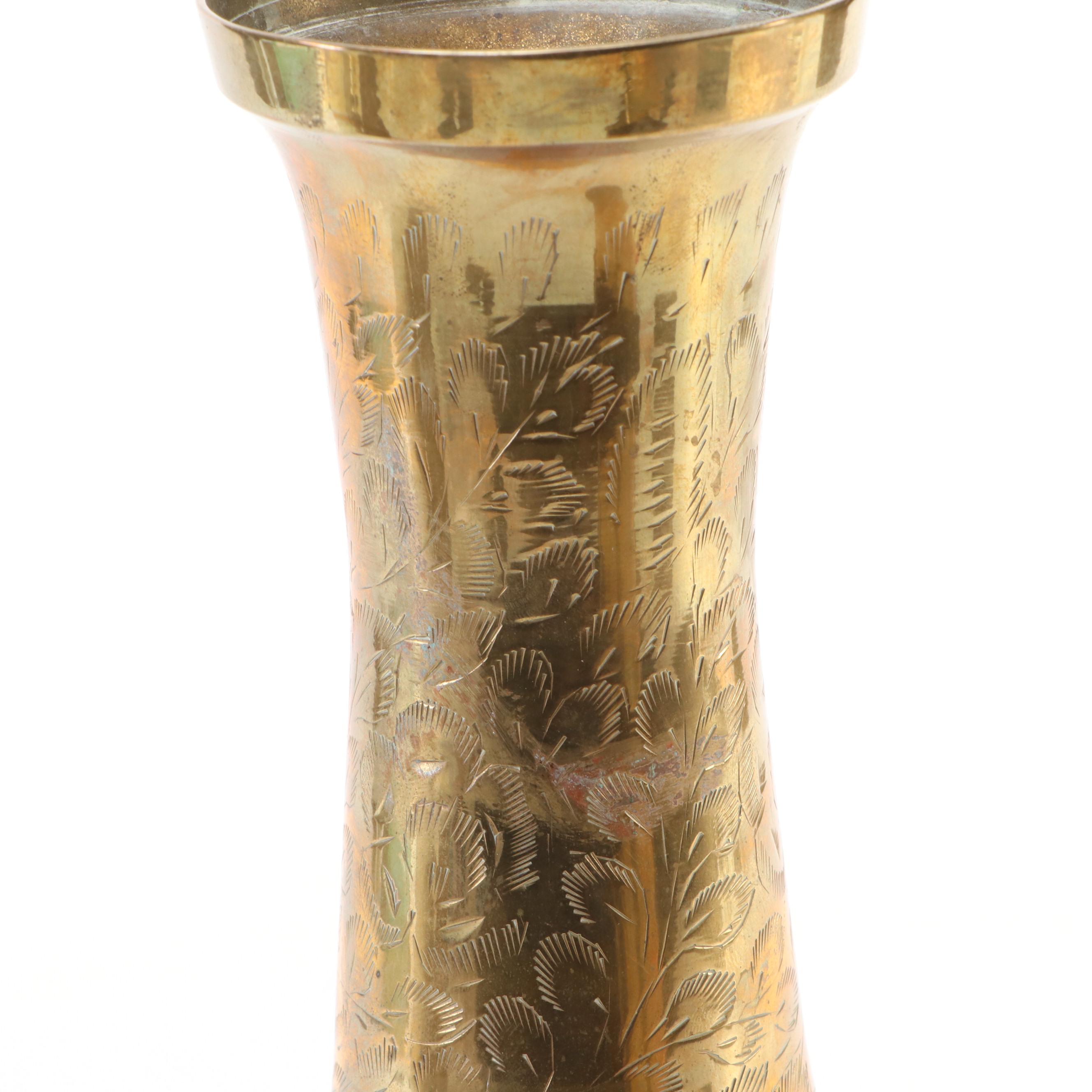 Etched Brass Vase, Brass Smudge Pot, Cloisonné Brass Box, and More Décor