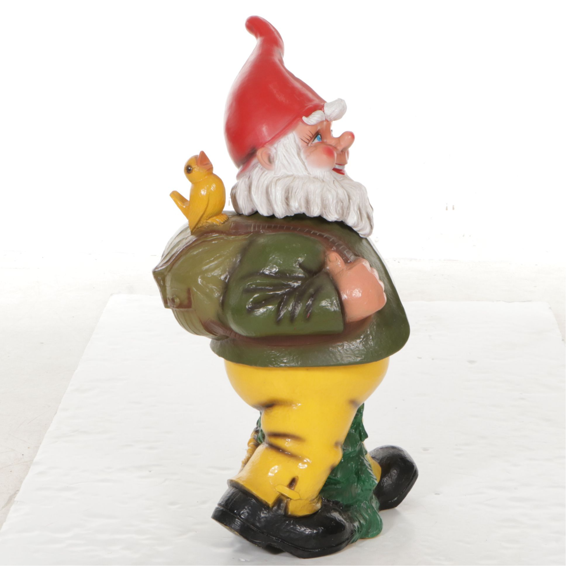 Happy Hiking Blow Mold Garden Gnome Sculpture