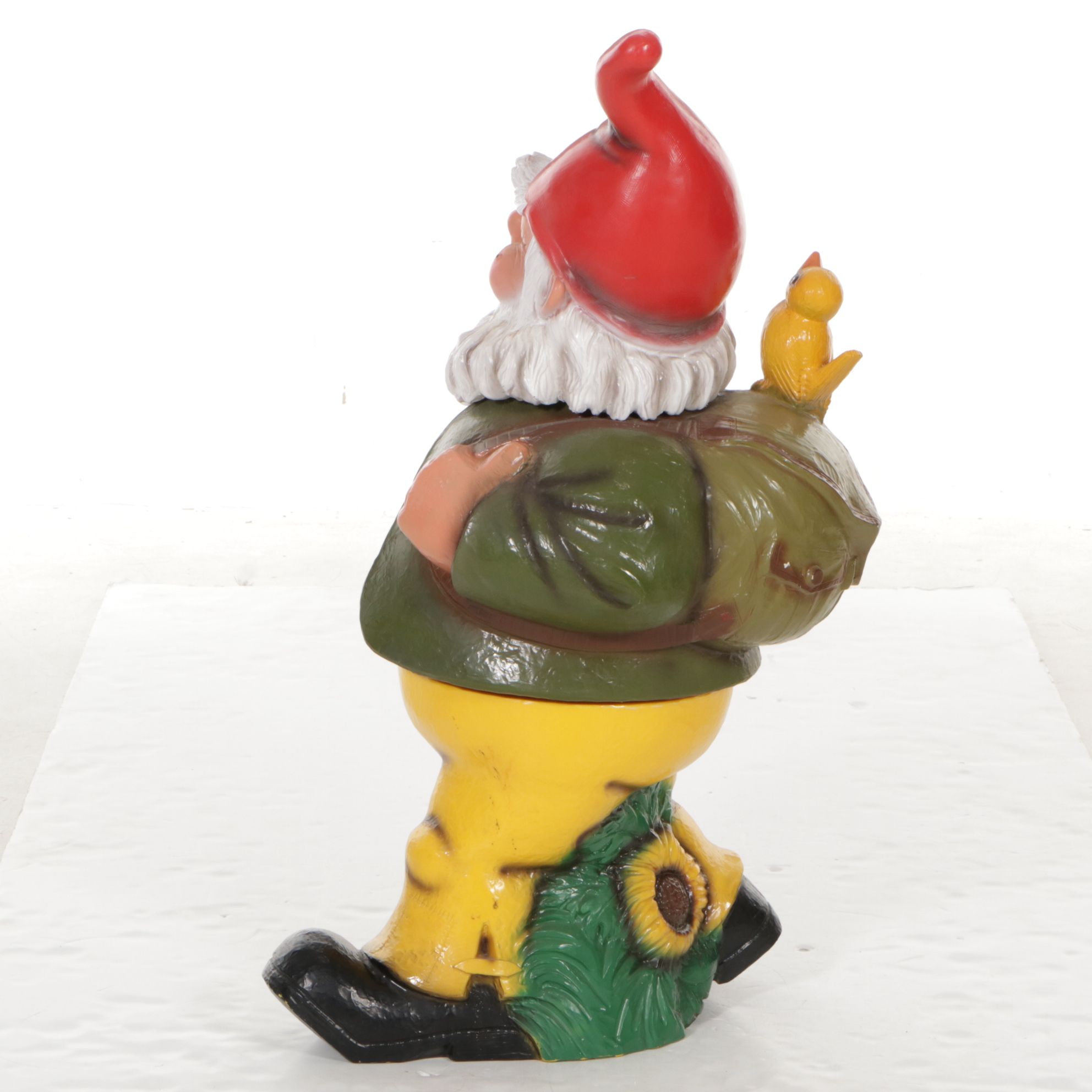 Happy Hiking Blow Mold Garden Gnome Sculpture