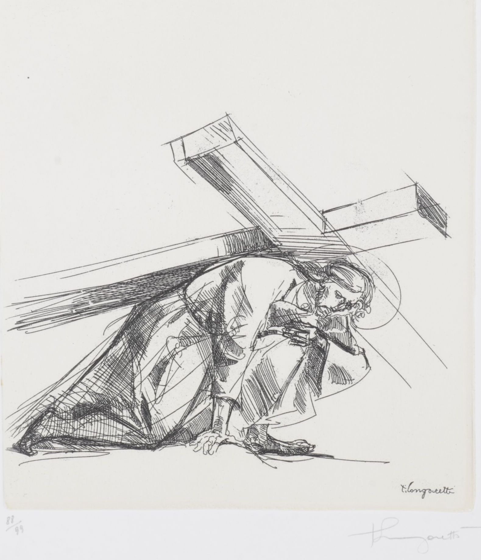 Trento Longaretti Limited Engraving "Septième Station" from "Chemin de Croix"