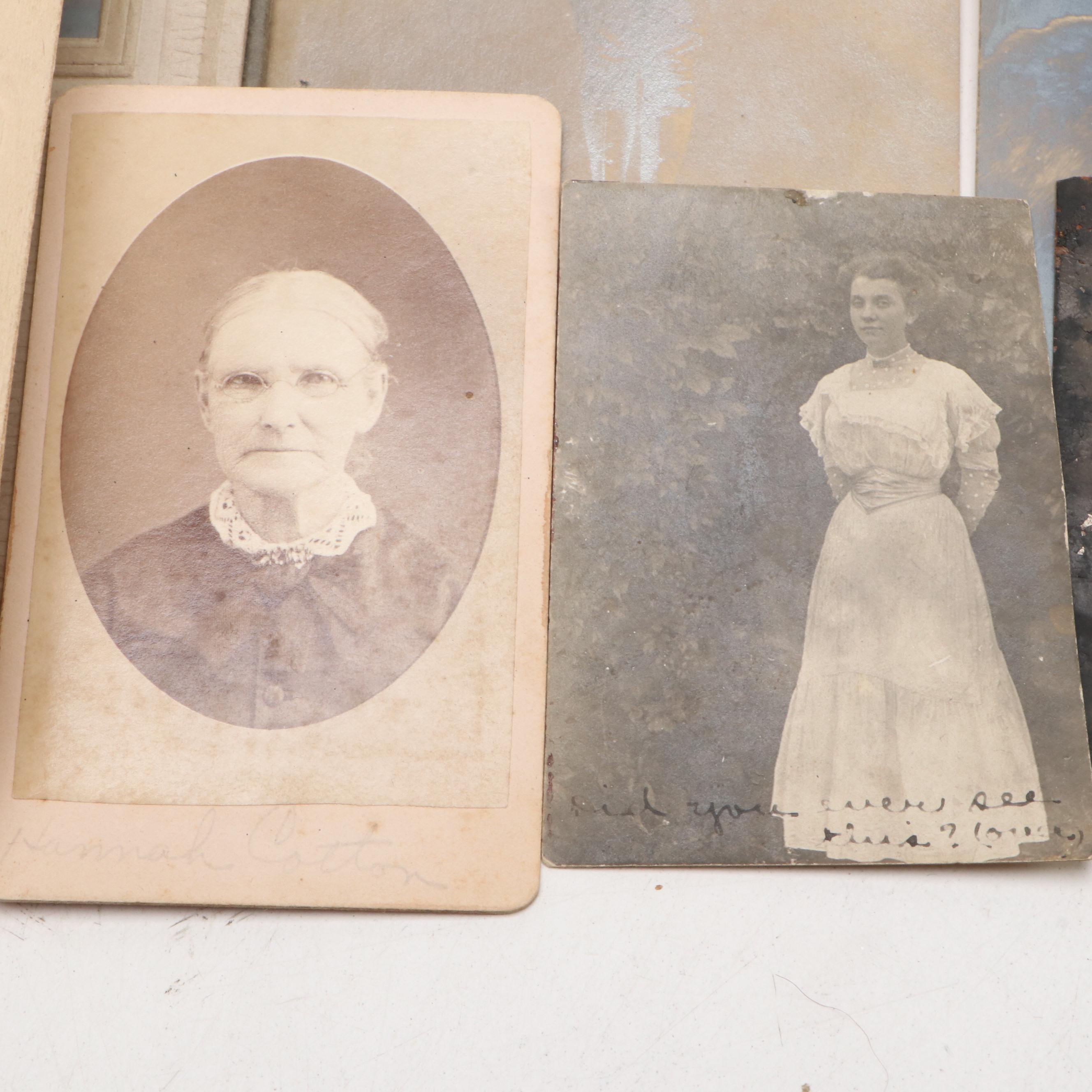 Collection of Silver Gelatin and Cabinet Card Portraits with Other Photographs