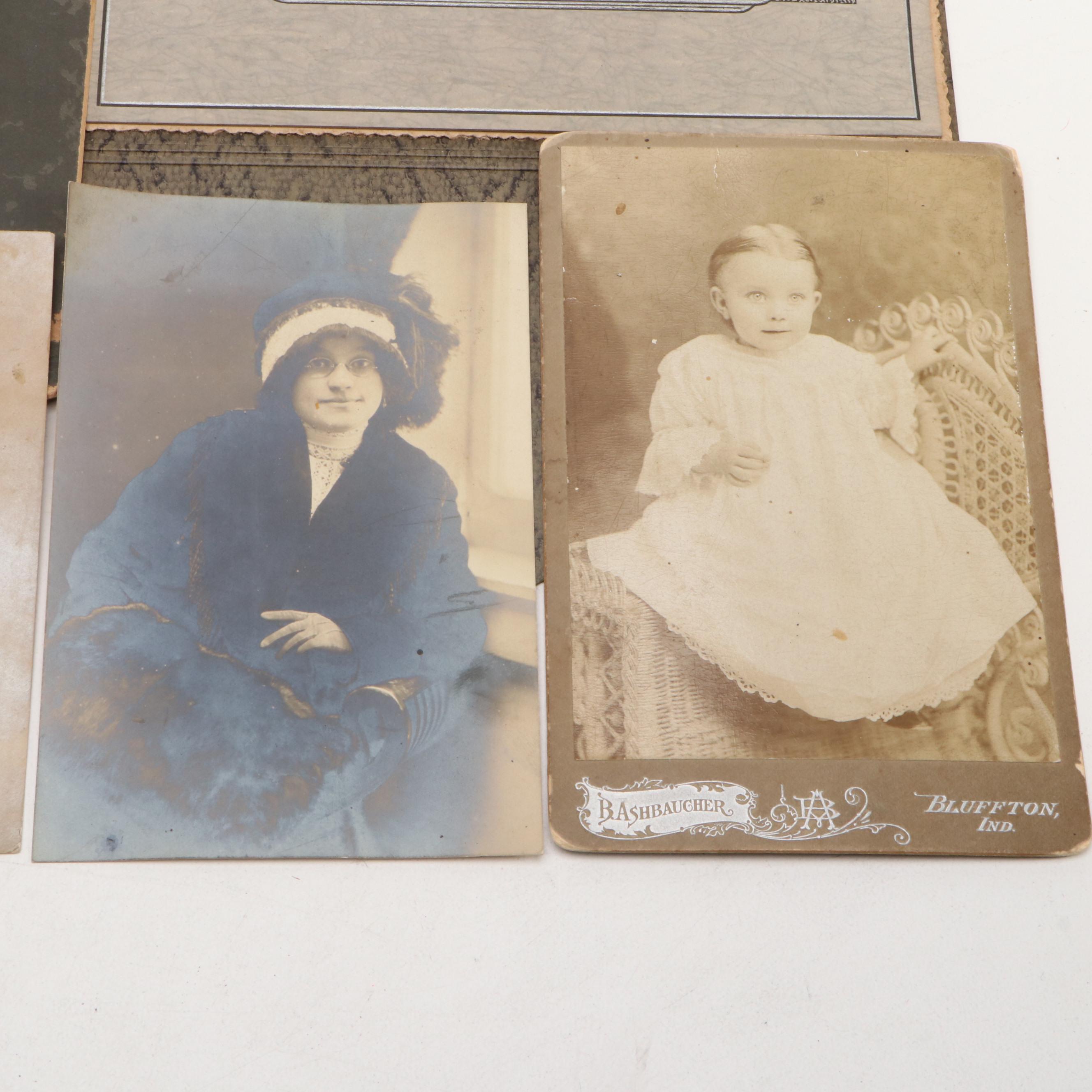 Collection of Silver Gelatin and Cabinet Card Portraits with Other Photographs