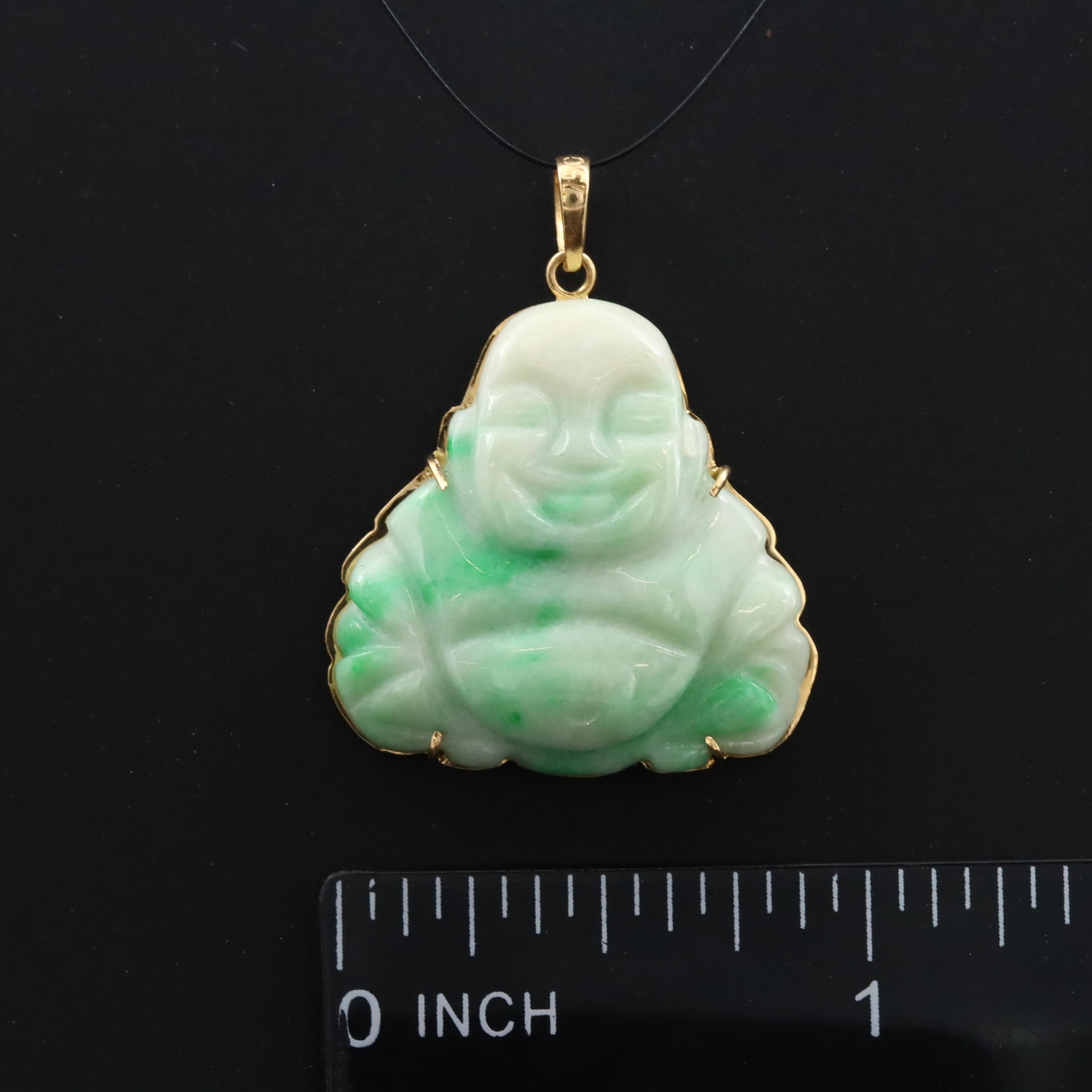18K Jadeite Carved Buddha Pendant