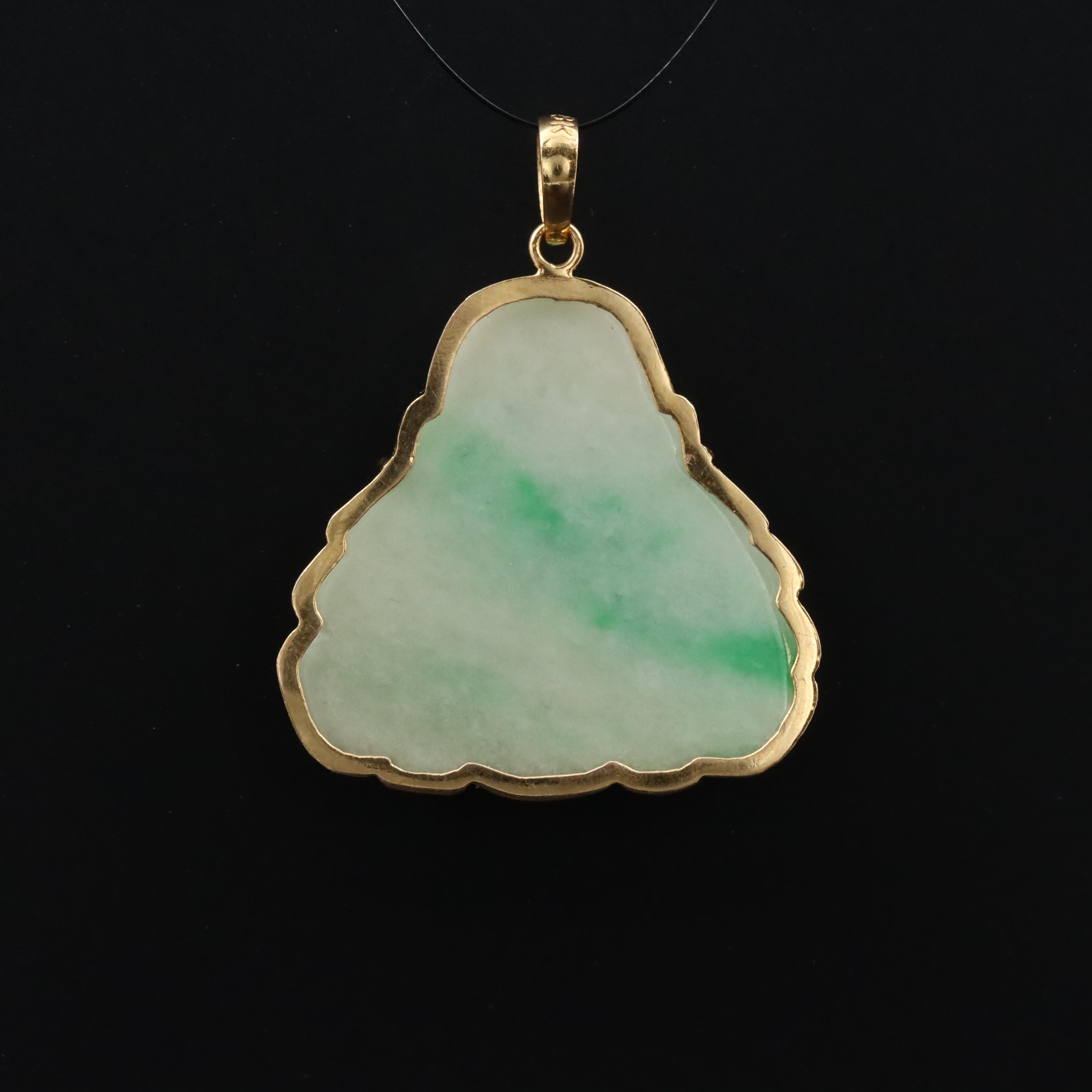 18K Jadeite Carved Buddha Pendant