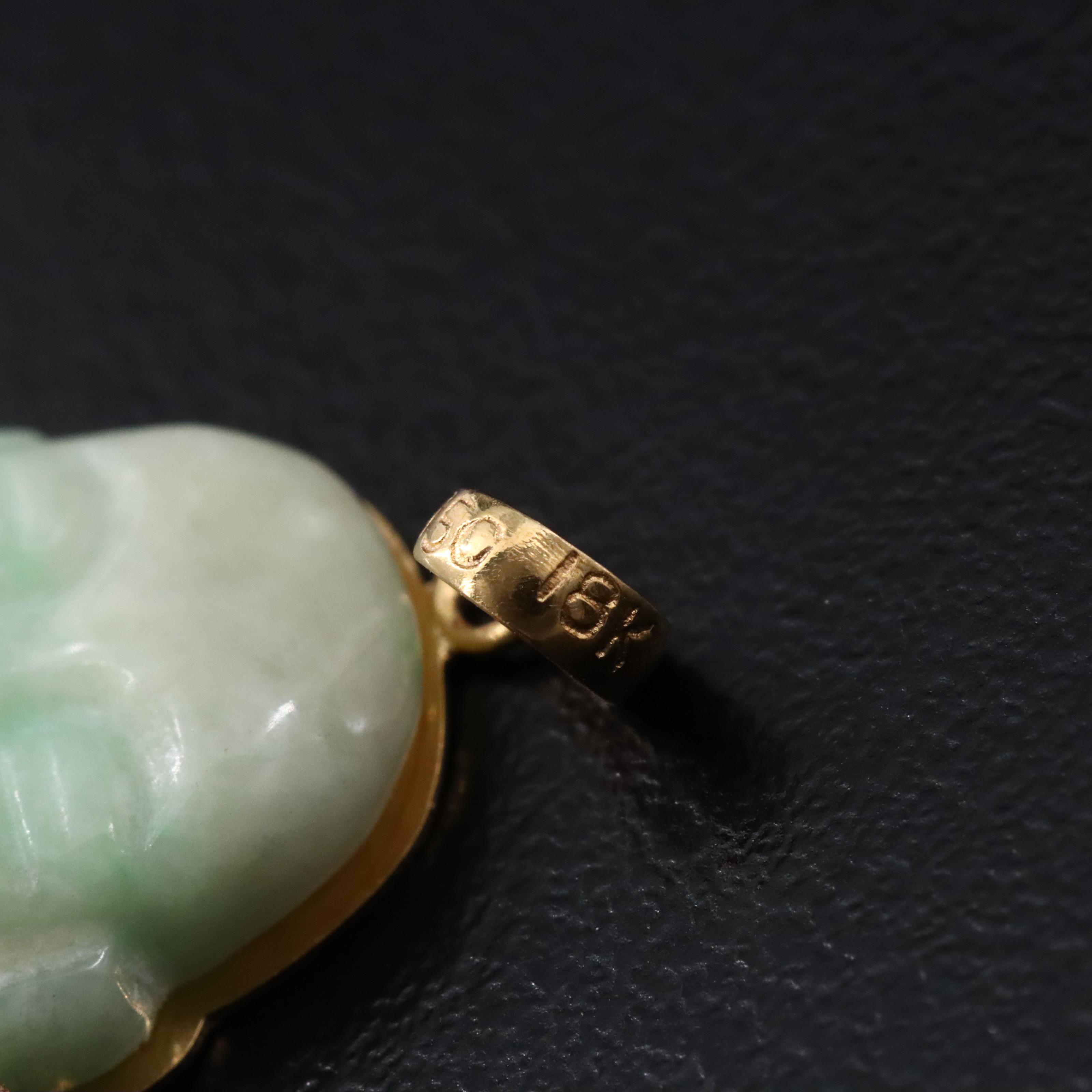 18K Jadeite Carved Buddha Pendant