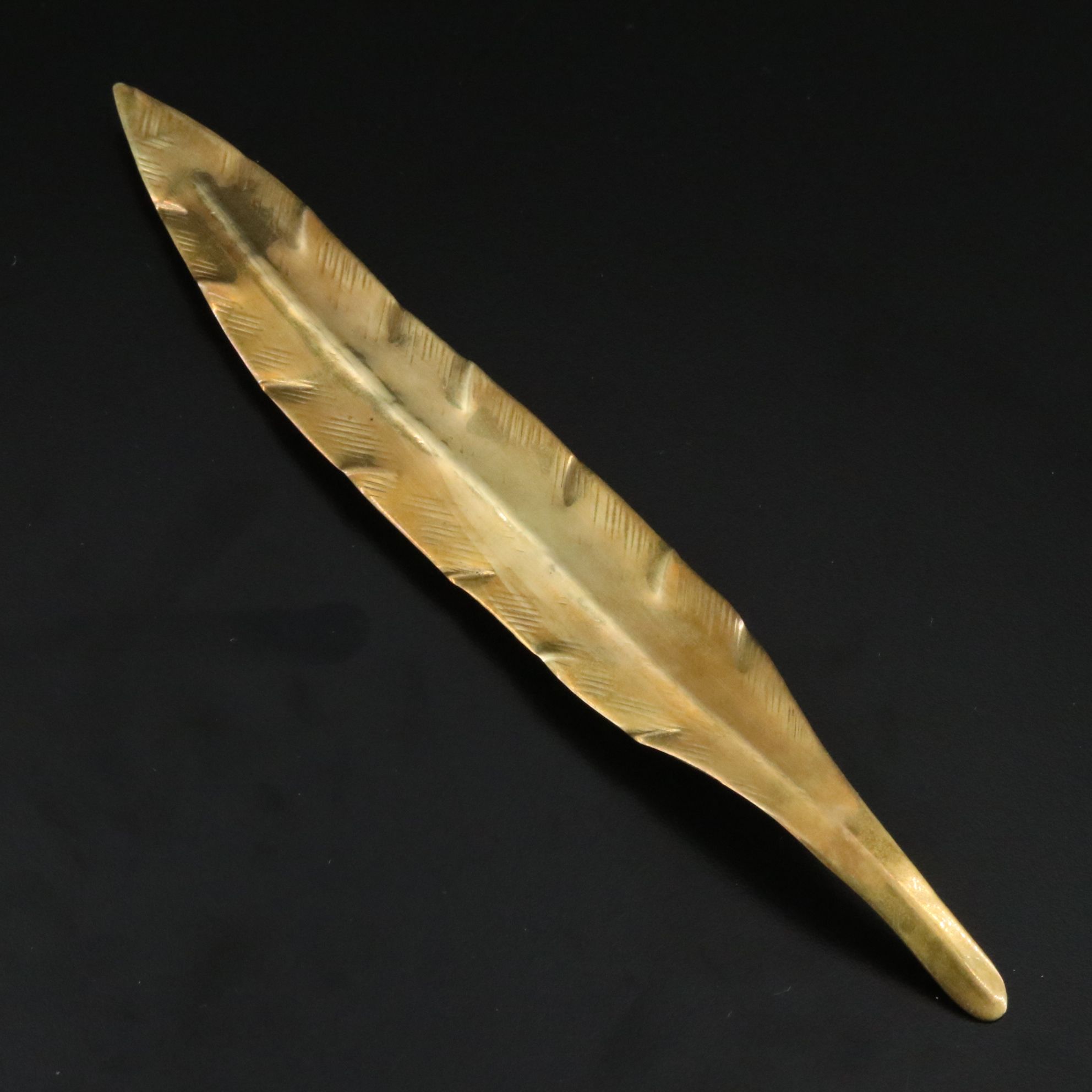 Brass Feather Brooch