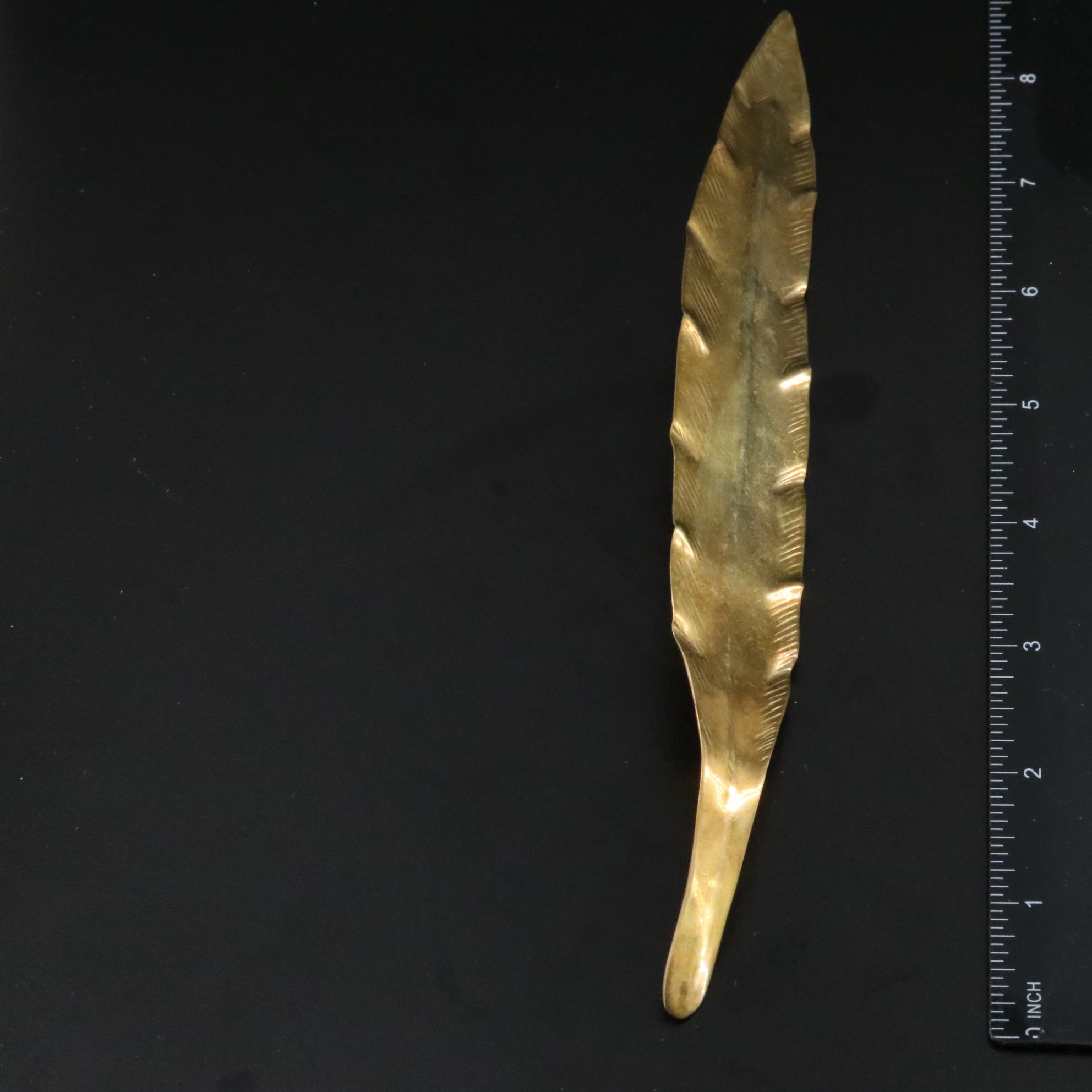 Brass Feather Brooch