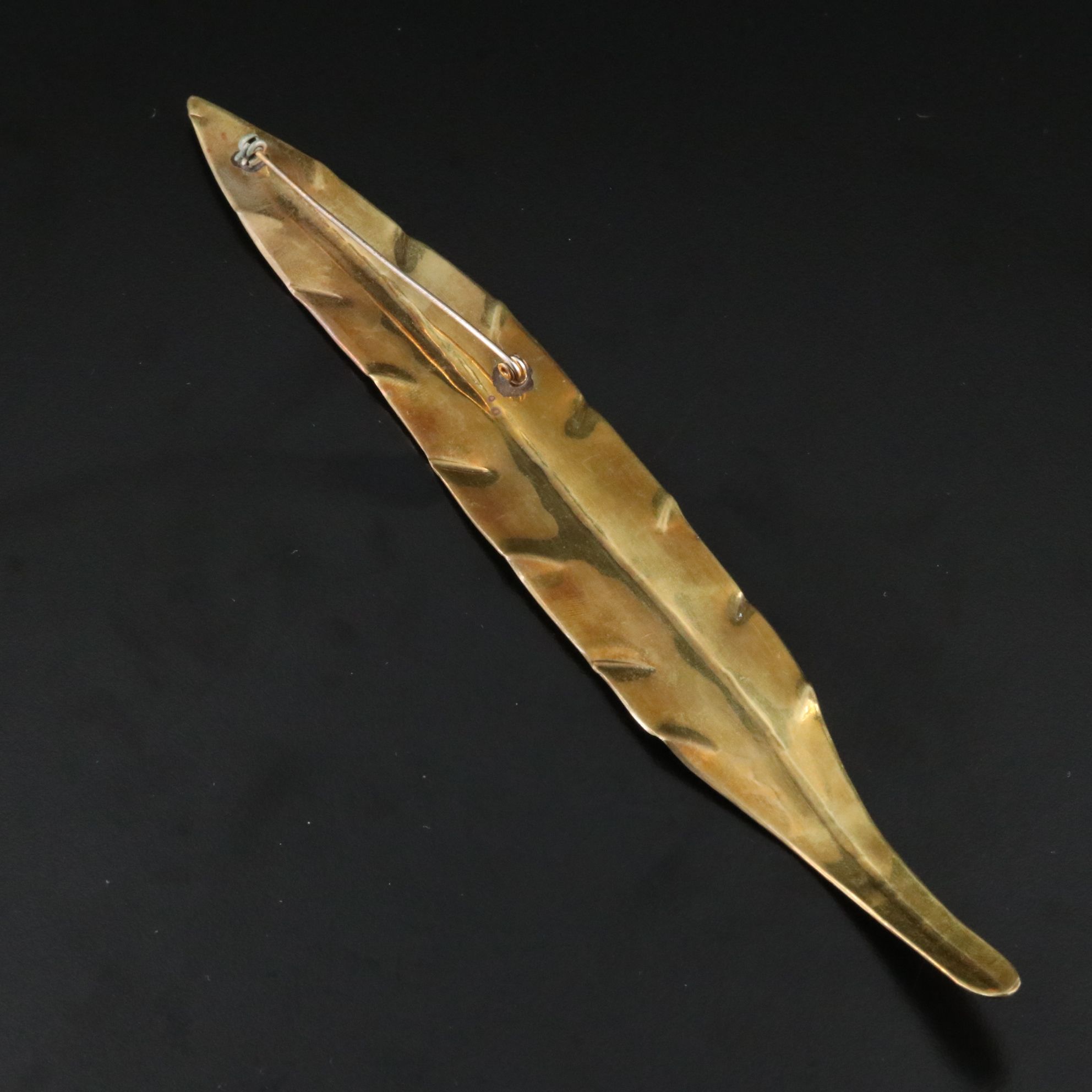 Brass Feather Brooch