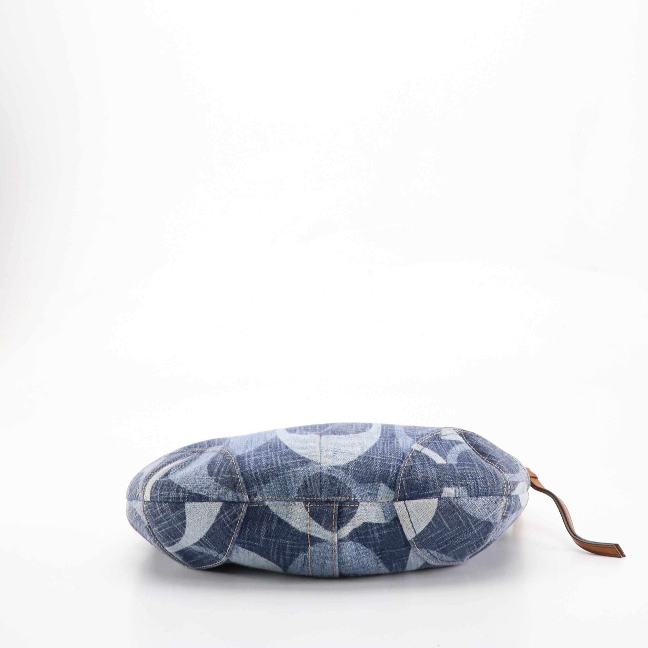 Coach Signature Denim Hobo Bag with Braided Leather Strap