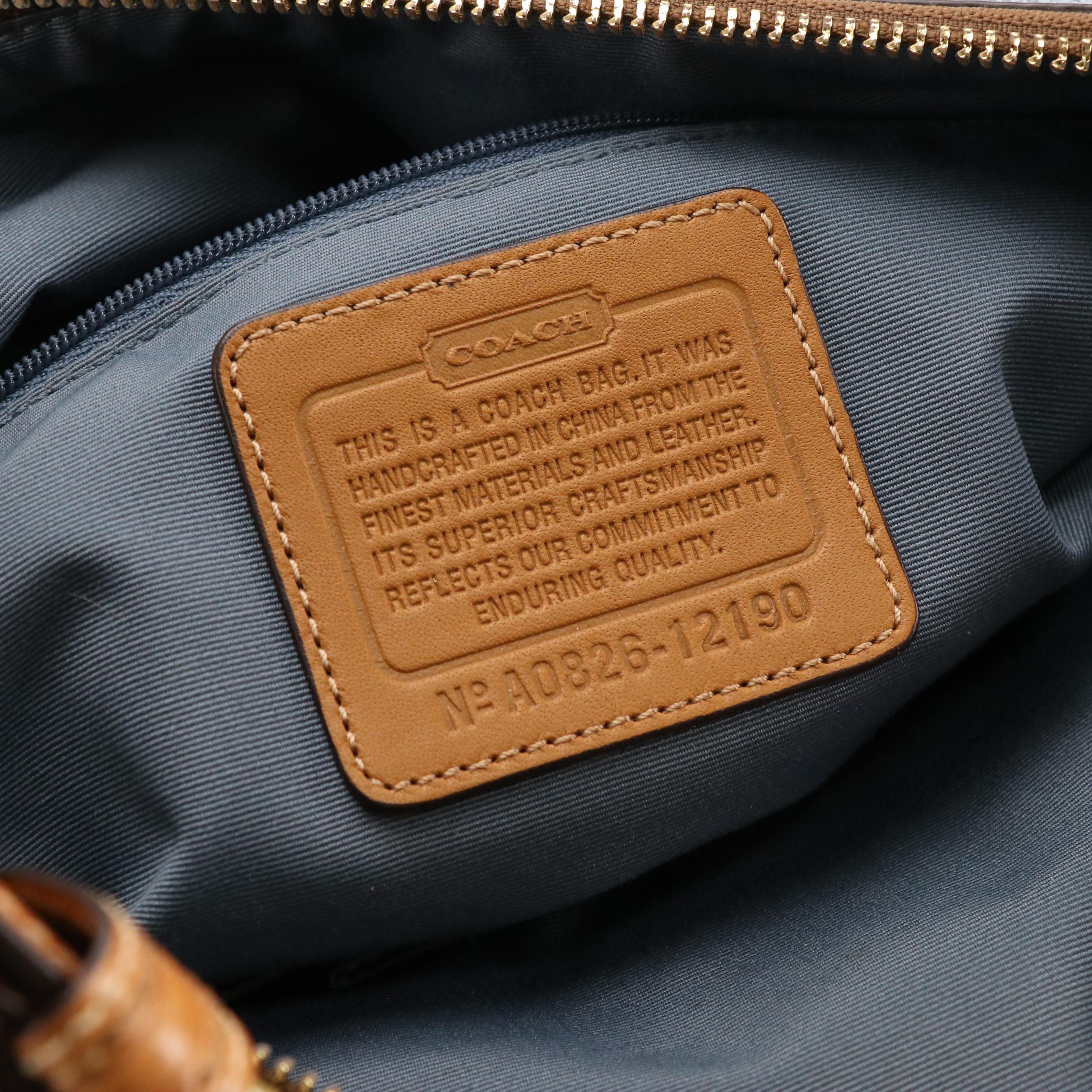 Coach Signature Denim Hobo Bag with Braided Leather Strap