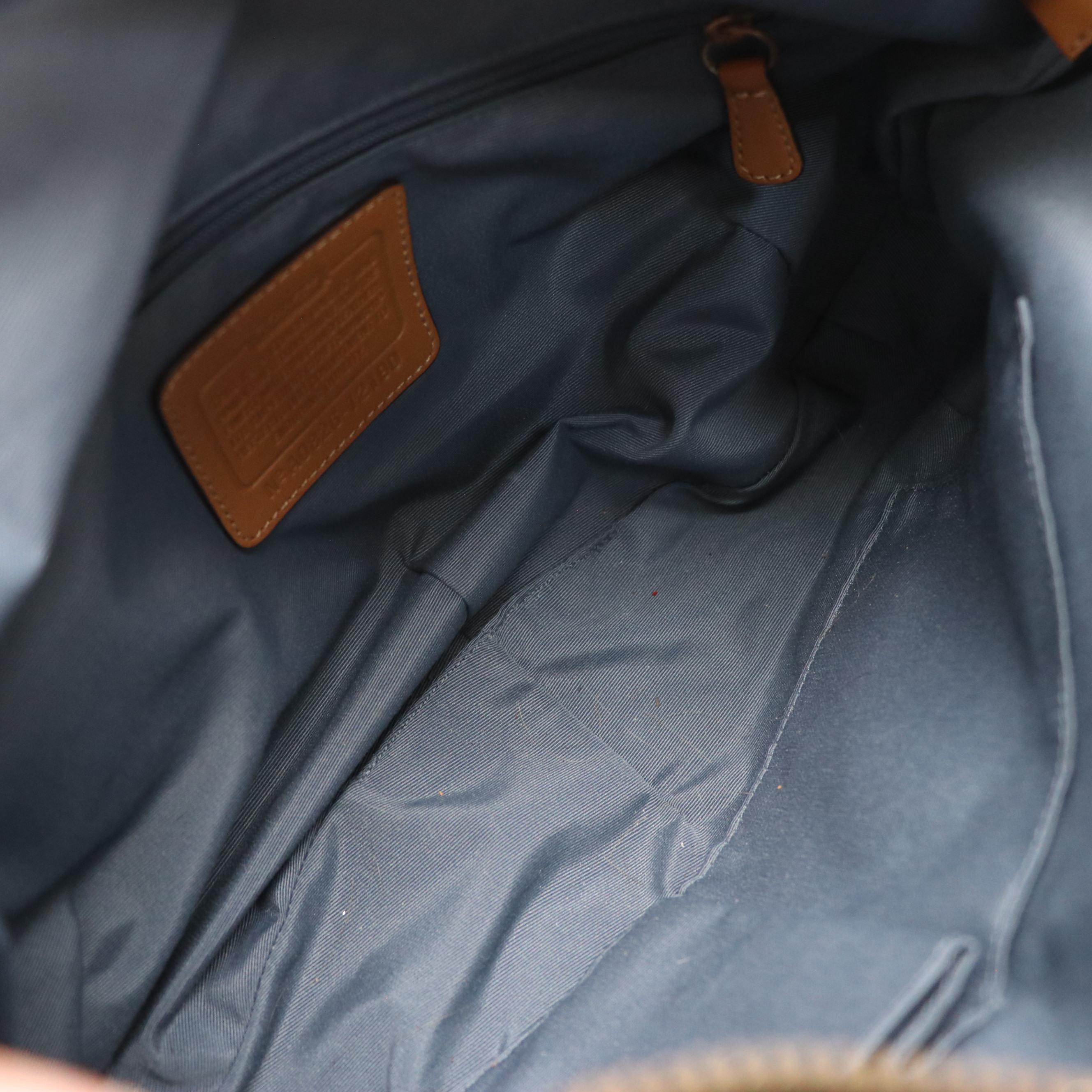 Coach Signature Denim Hobo Bag with Braided Leather Strap