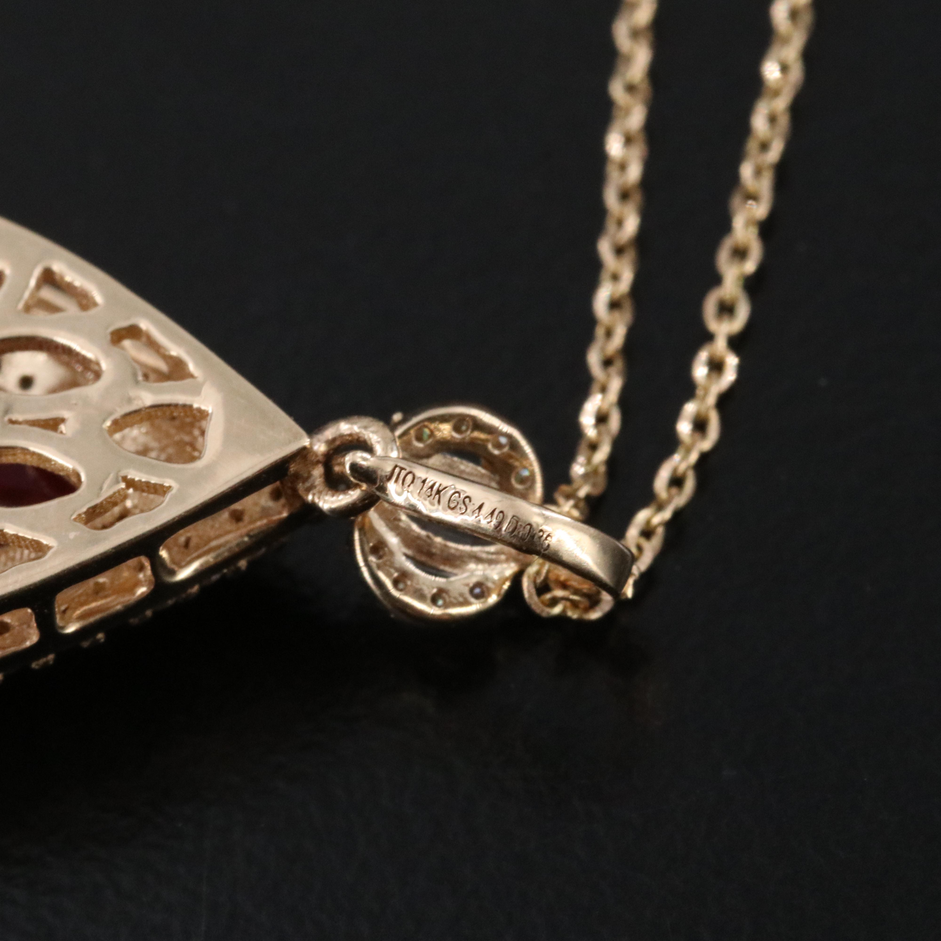 14K 3.34 CT Ruby, Diamond and White Sapphire Necklace with IGI Jewelry Report