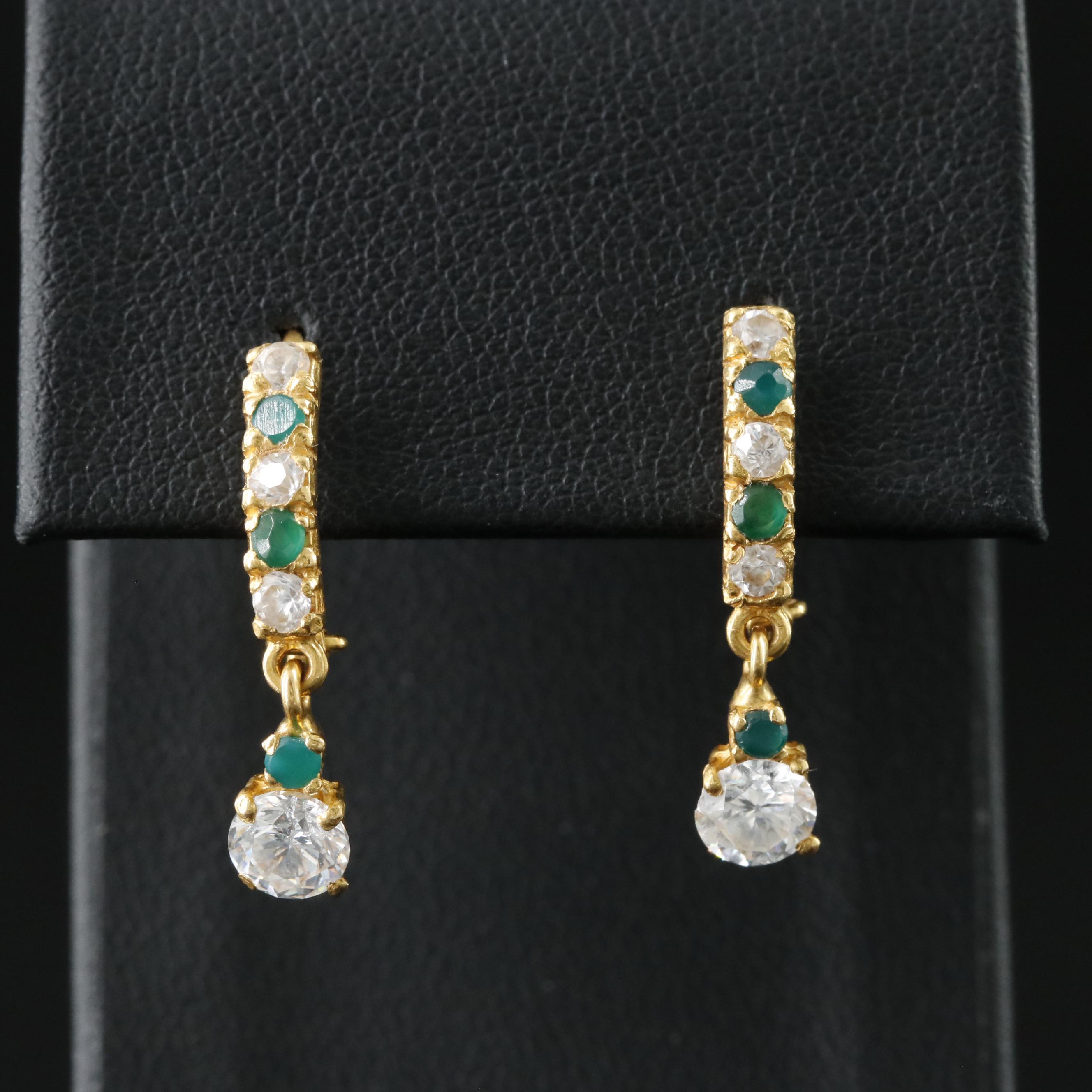 21K CZ and Chalcedony Earrings