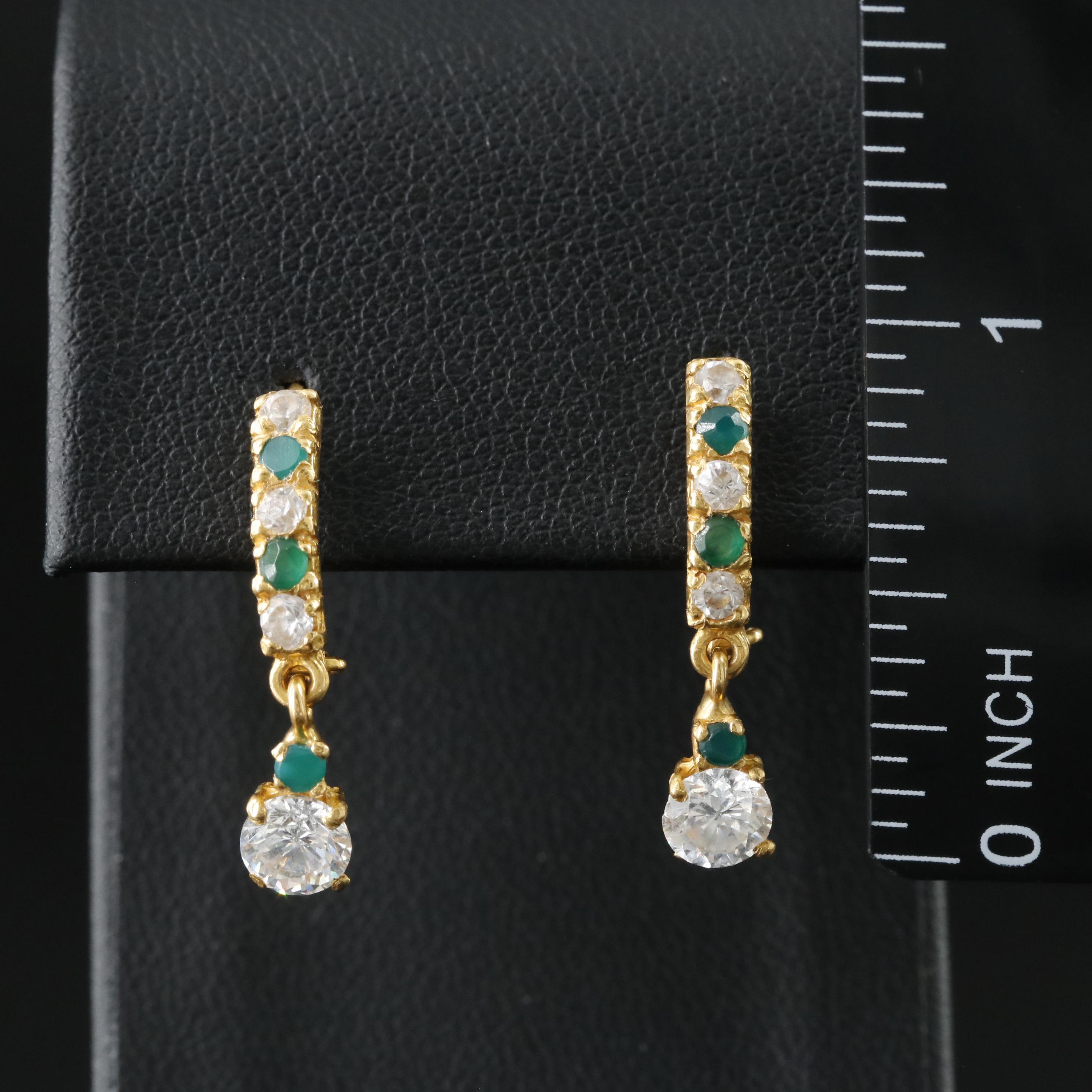 21K CZ and Chalcedony Earrings