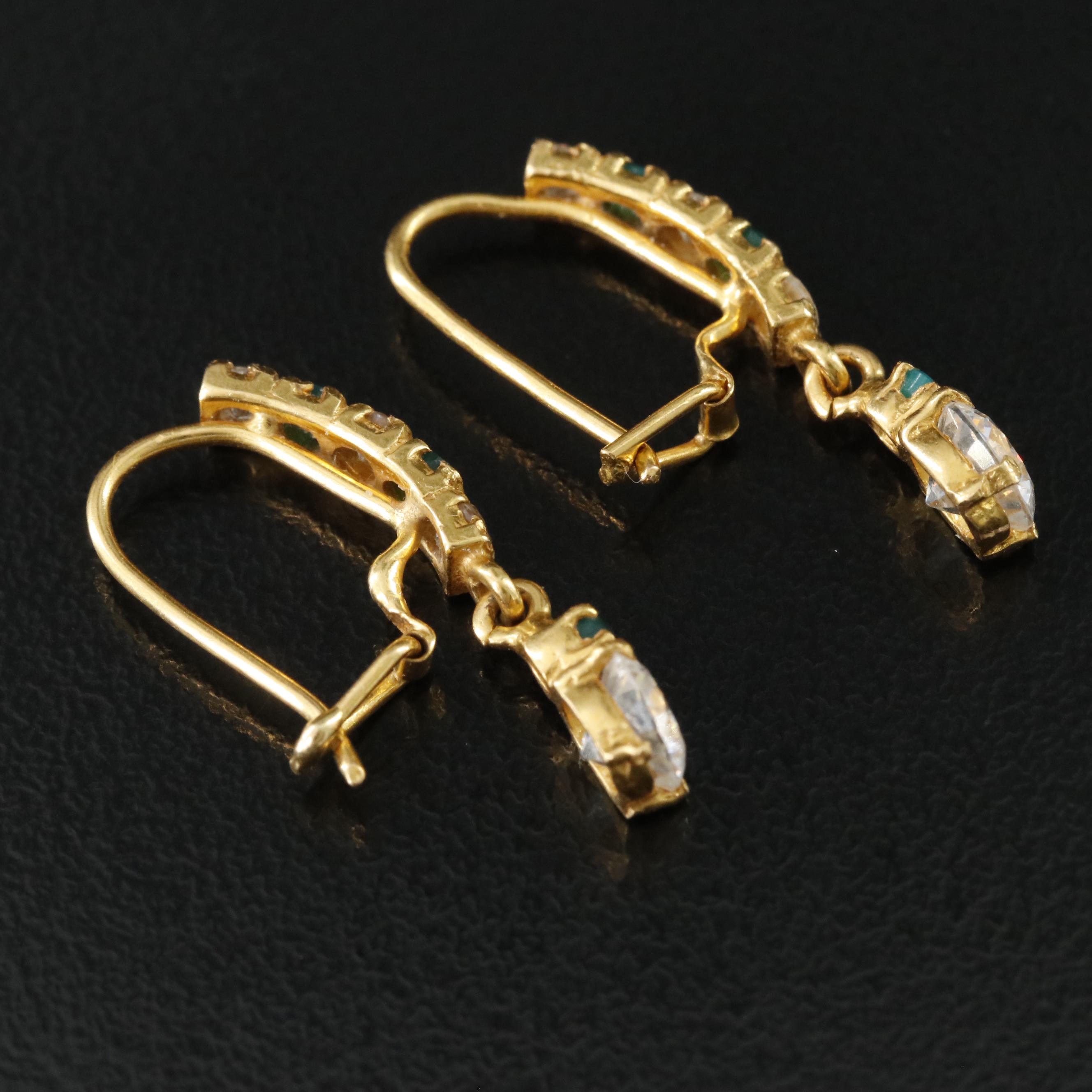 21K CZ and Chalcedony Earrings