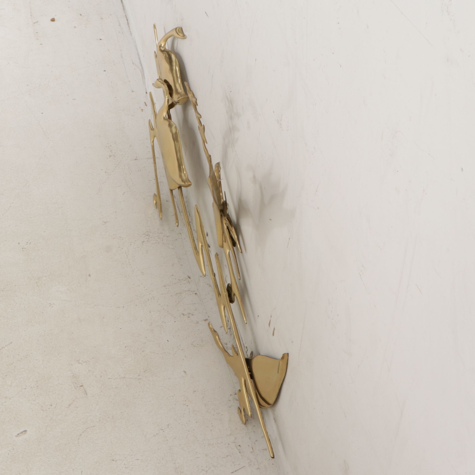 Mid Century Modern Swans on Water Enameled Metal Wall Art