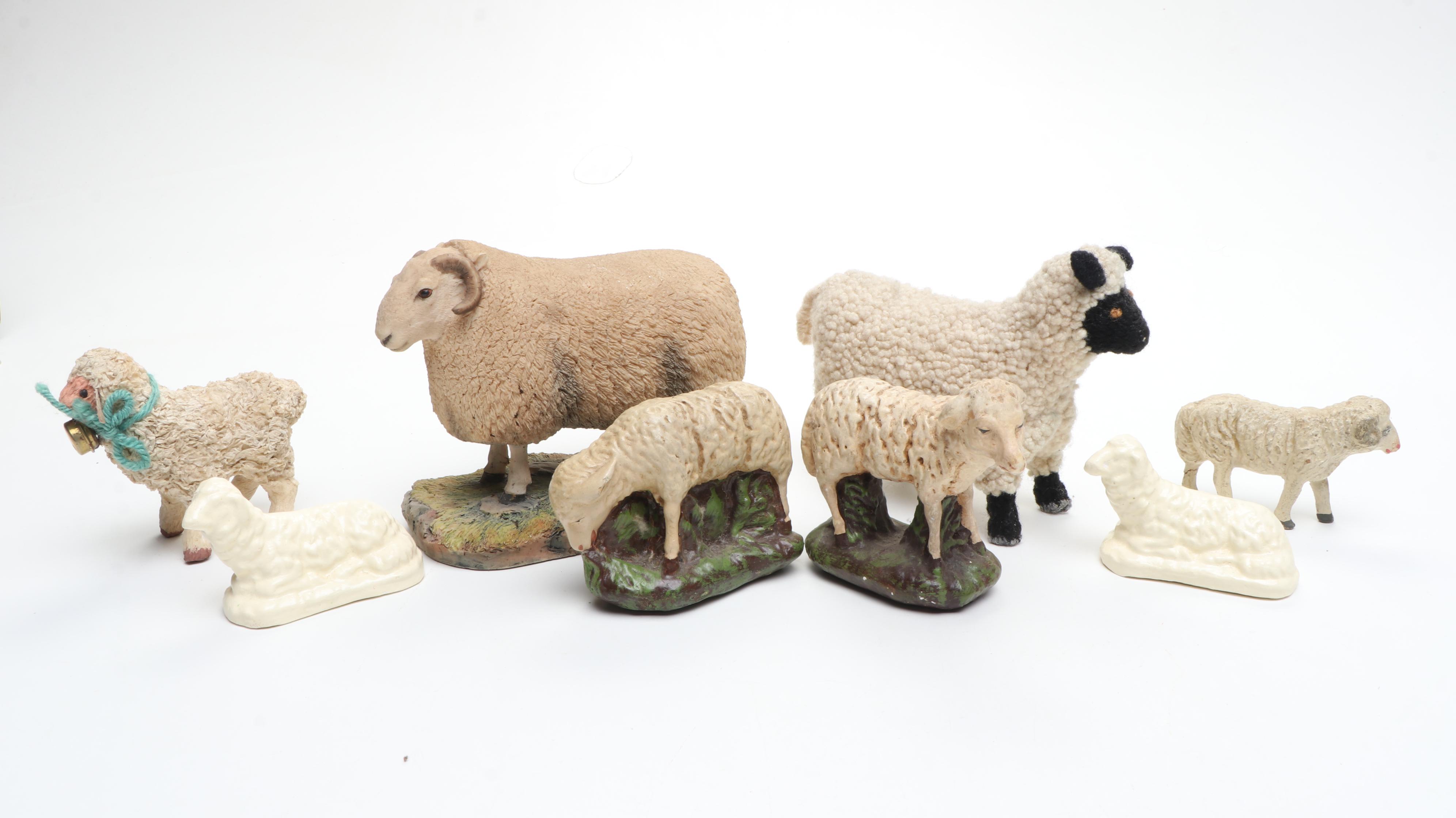 German with Other Folk Art Style Sheep, Wall Hangings and Needlepoint Doll Rug