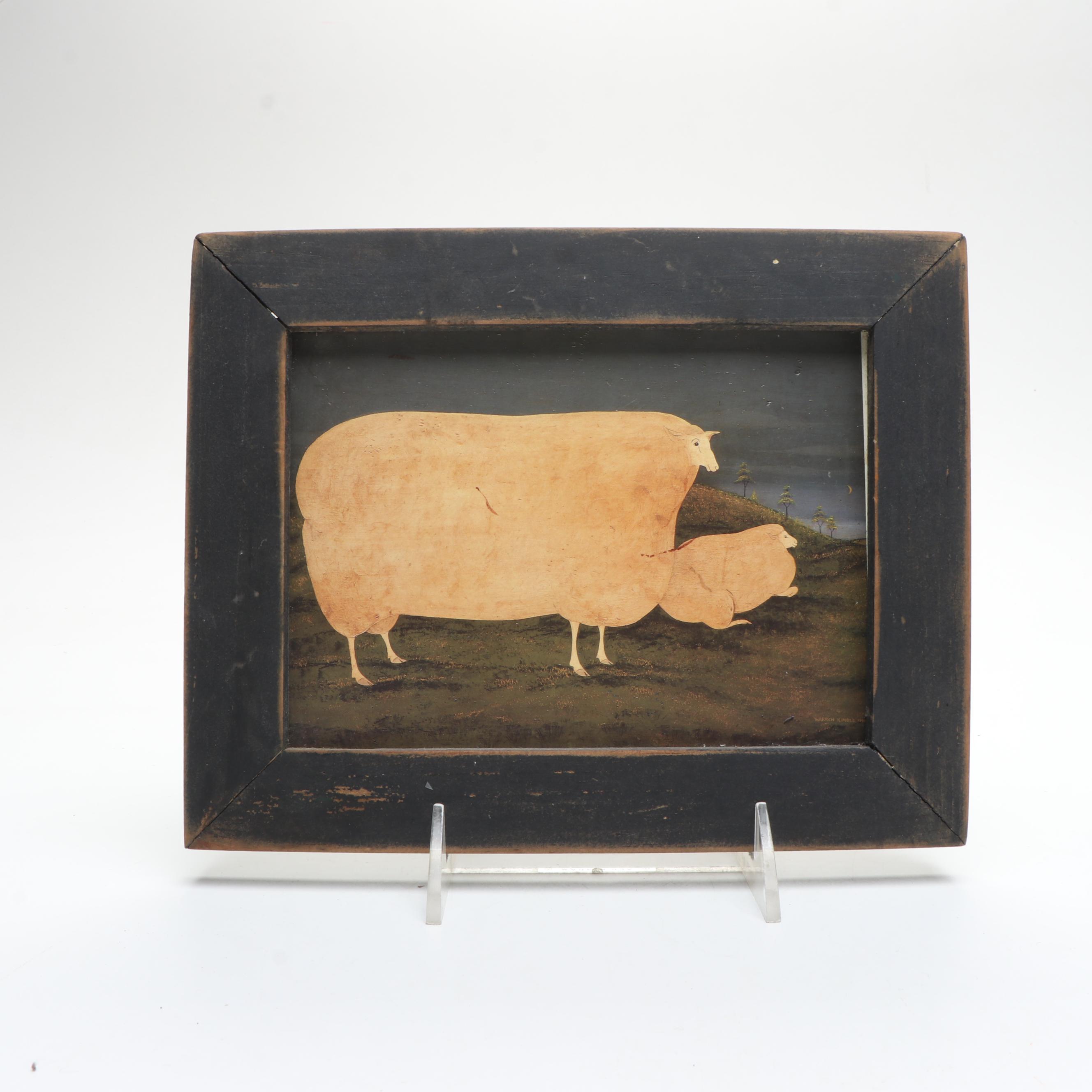 German with Other Folk Art Style Sheep, Wall Hangings and Needlepoint Doll Rug