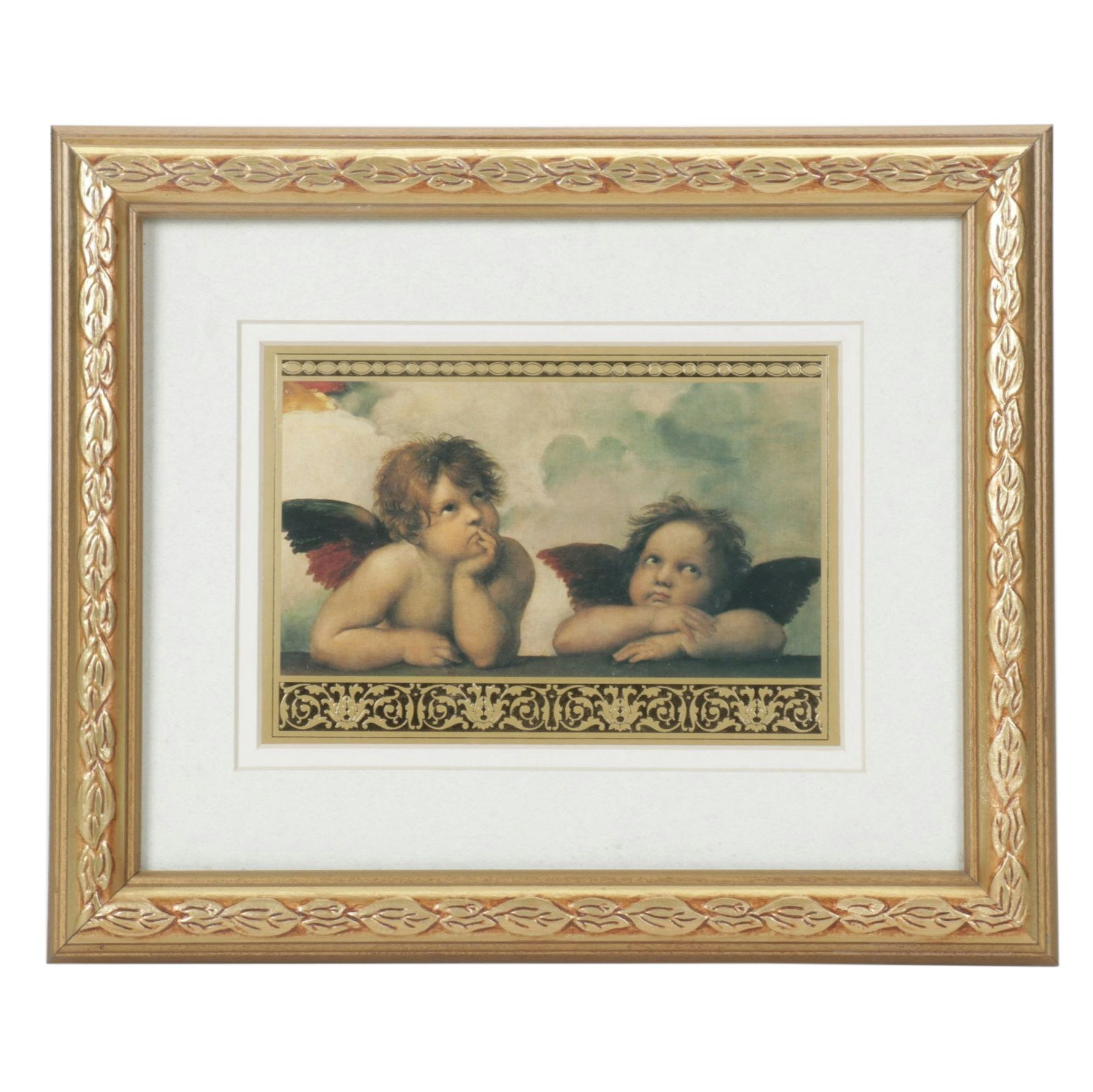 Offset Lithograph Detail of Two Cherubs After Raphael "The Sistine Madonna"