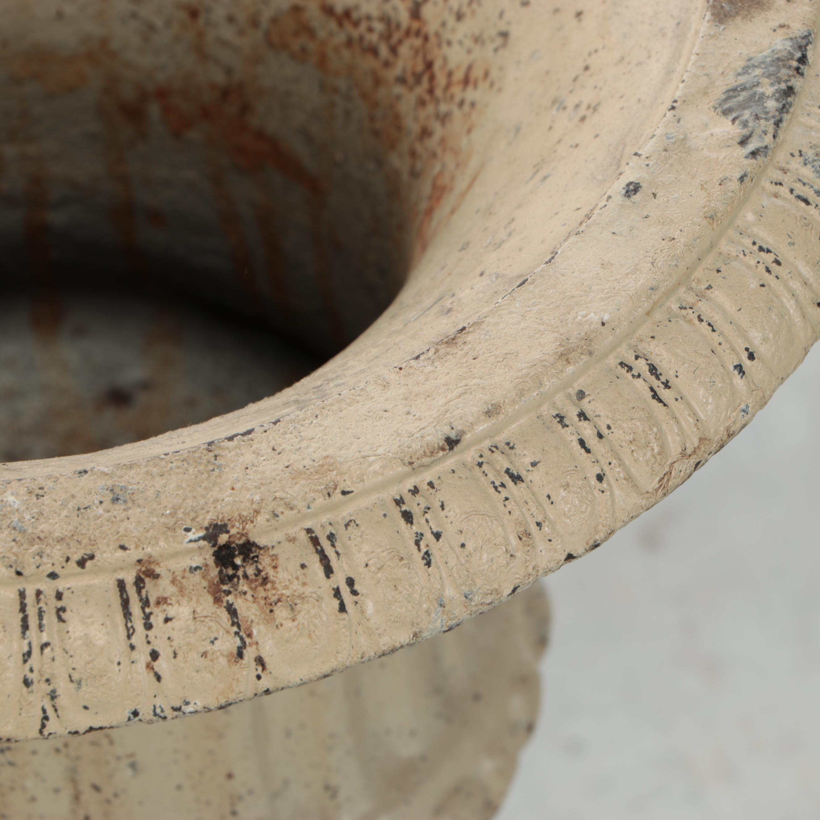 Neoclassical Style Painted Cast Iron Urn Planter Pair