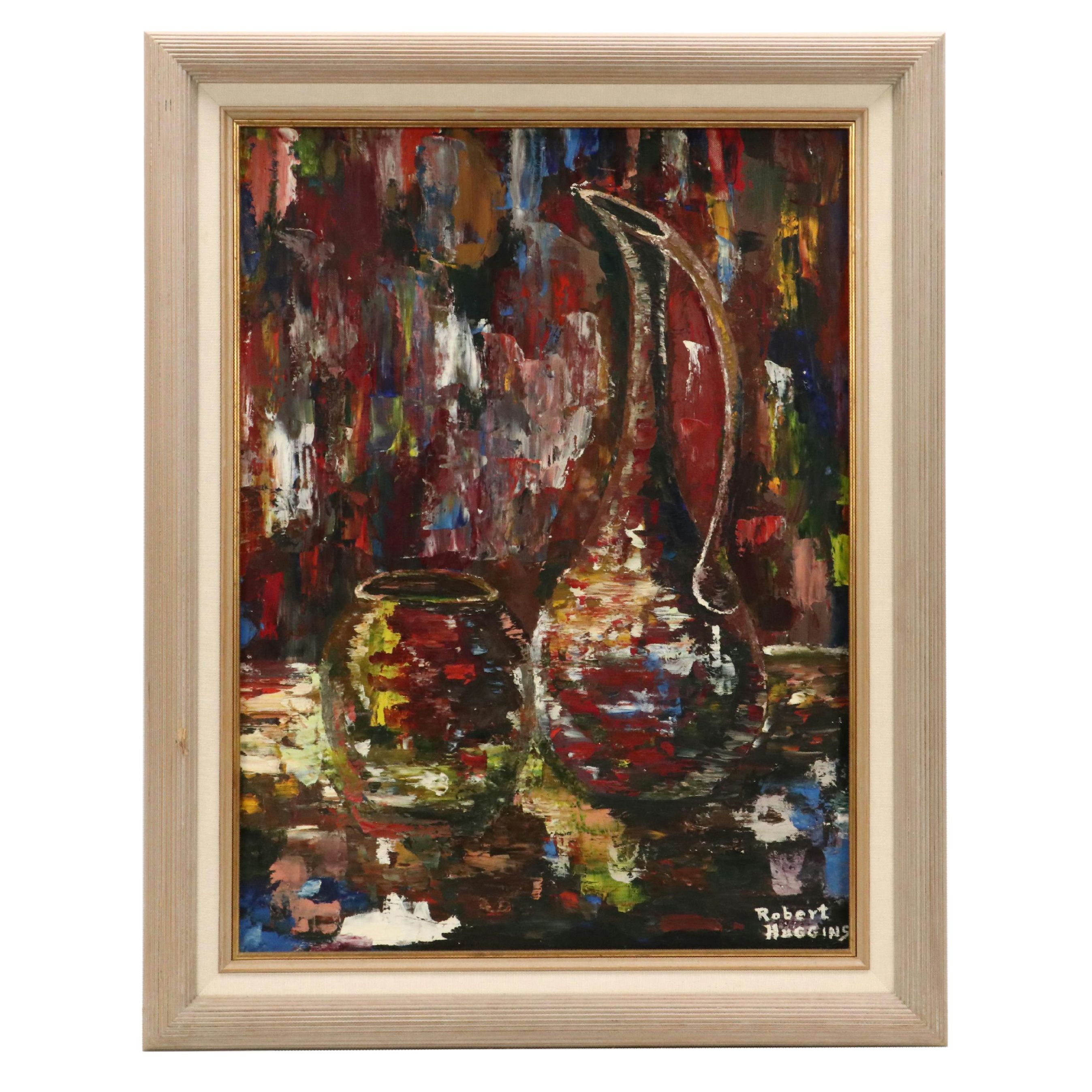 Robert Huggins Expressionist-Inspired Still Life Acrylic Painting