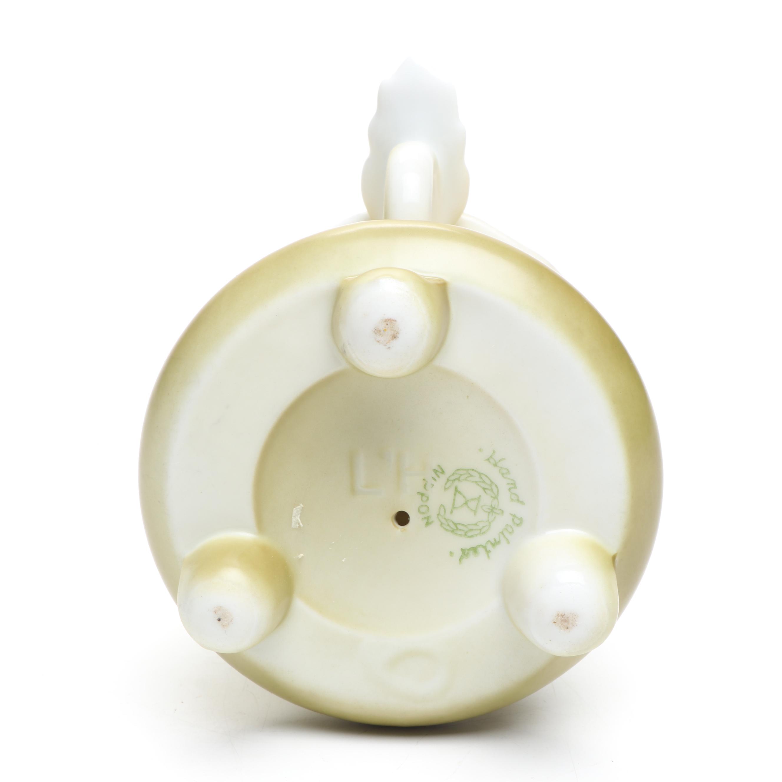 Japanese Floral Porcelain Vanity Jars, Candle Holders and Powder Box