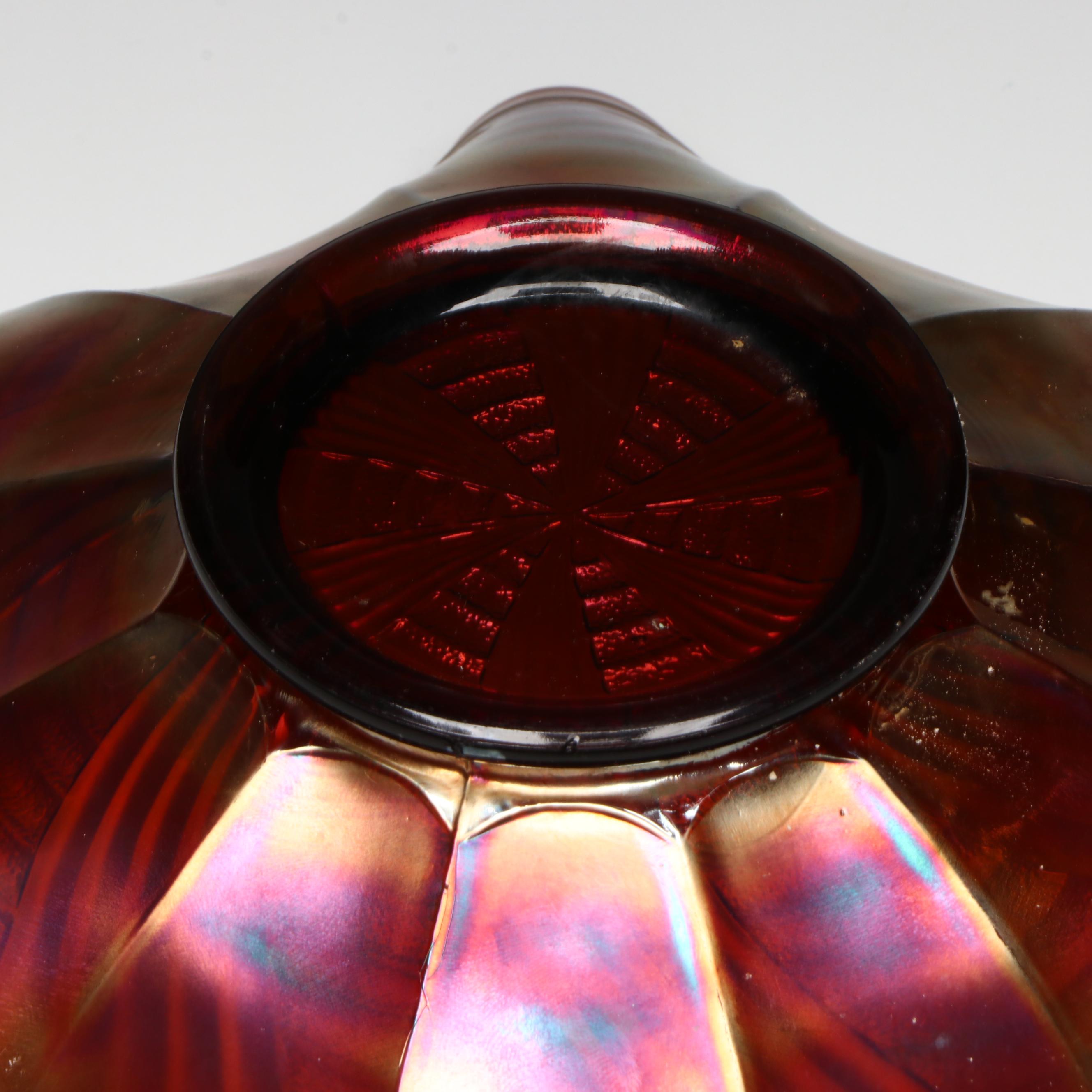 Fenton Peacock Tail Marigold Carnival Glass Bowl, Mid-20th Century