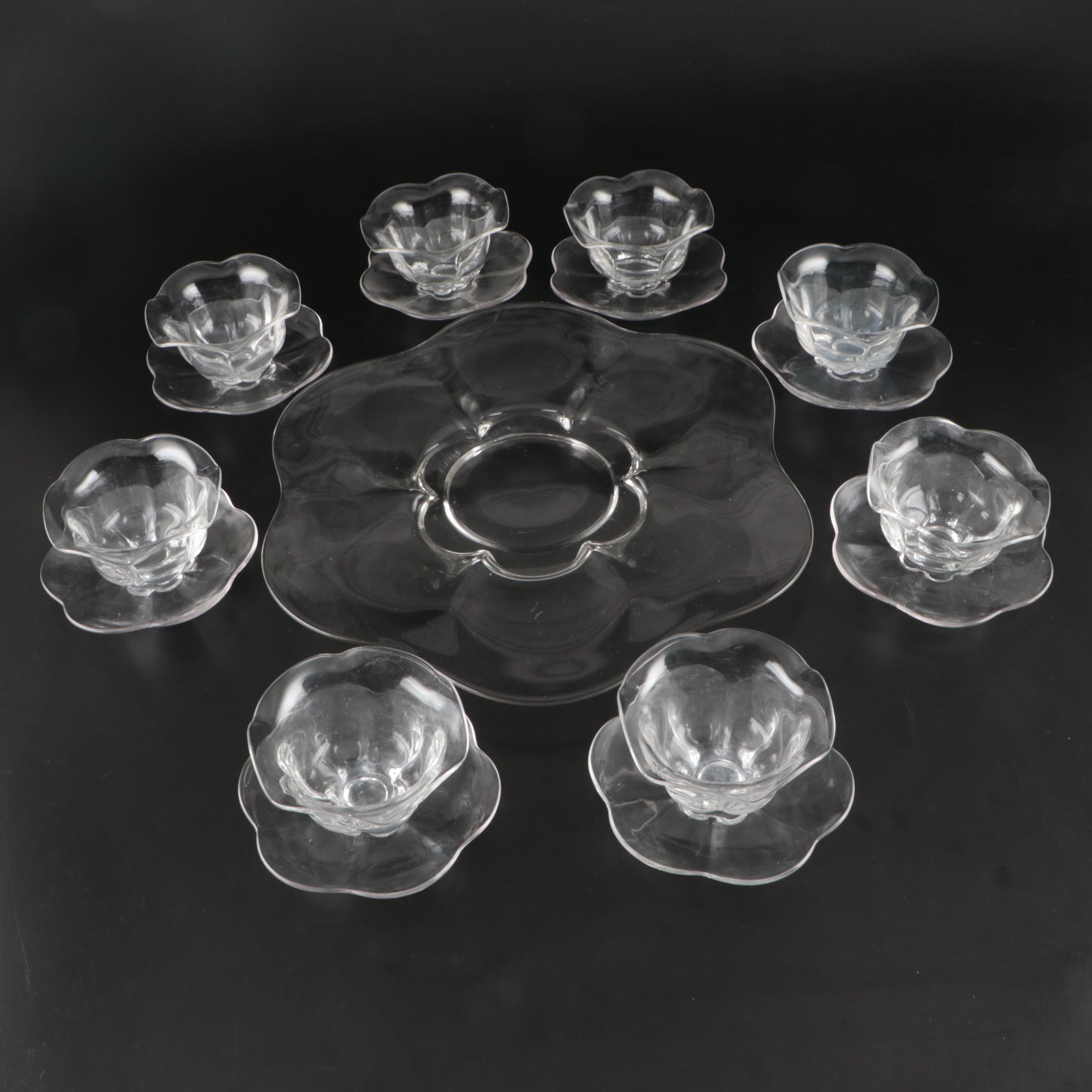 Glass Serving Tray with Dessert Bowls and Plates
