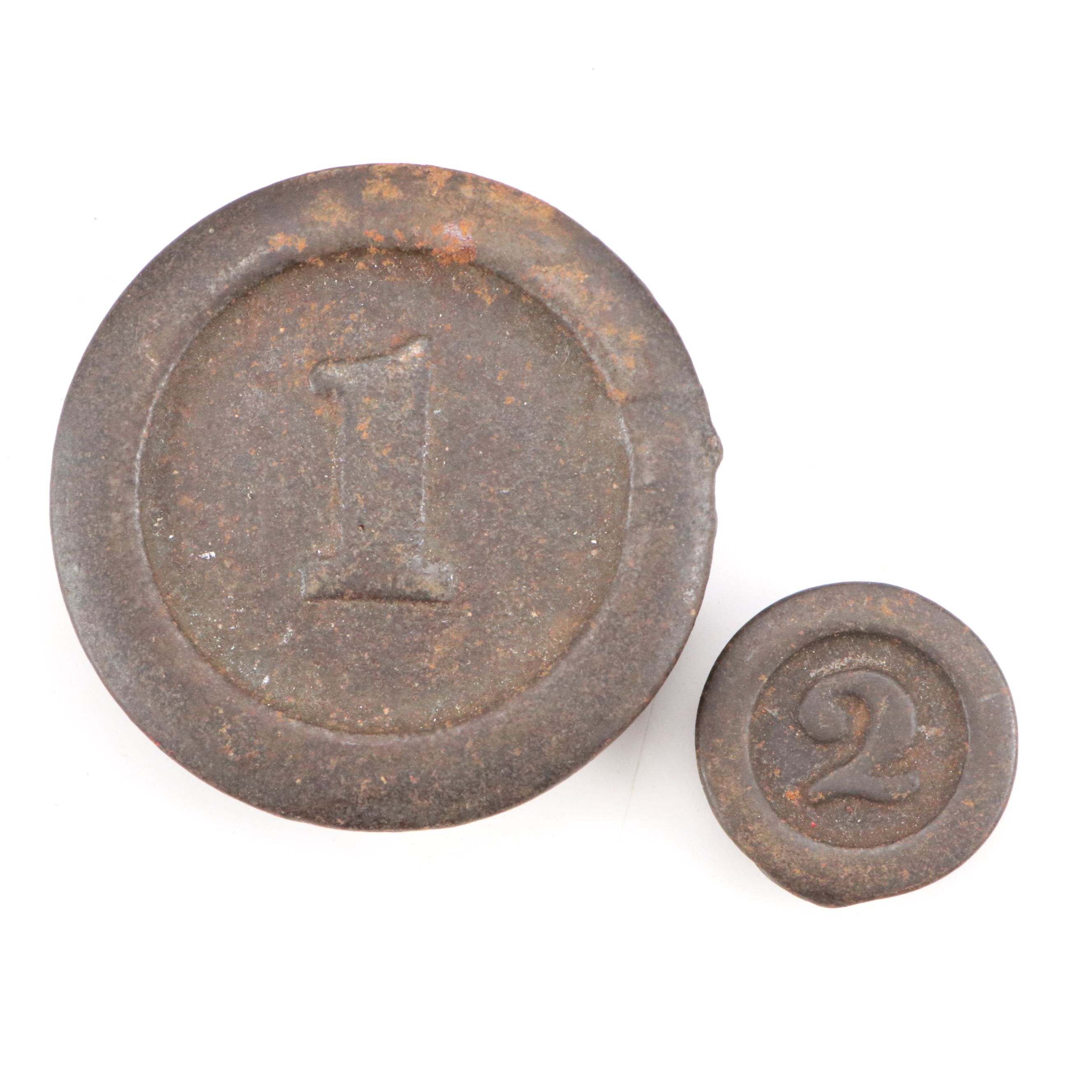 Antique Howe Cast Iron Scale, Brass Weighing Dish with Disc Counterweights