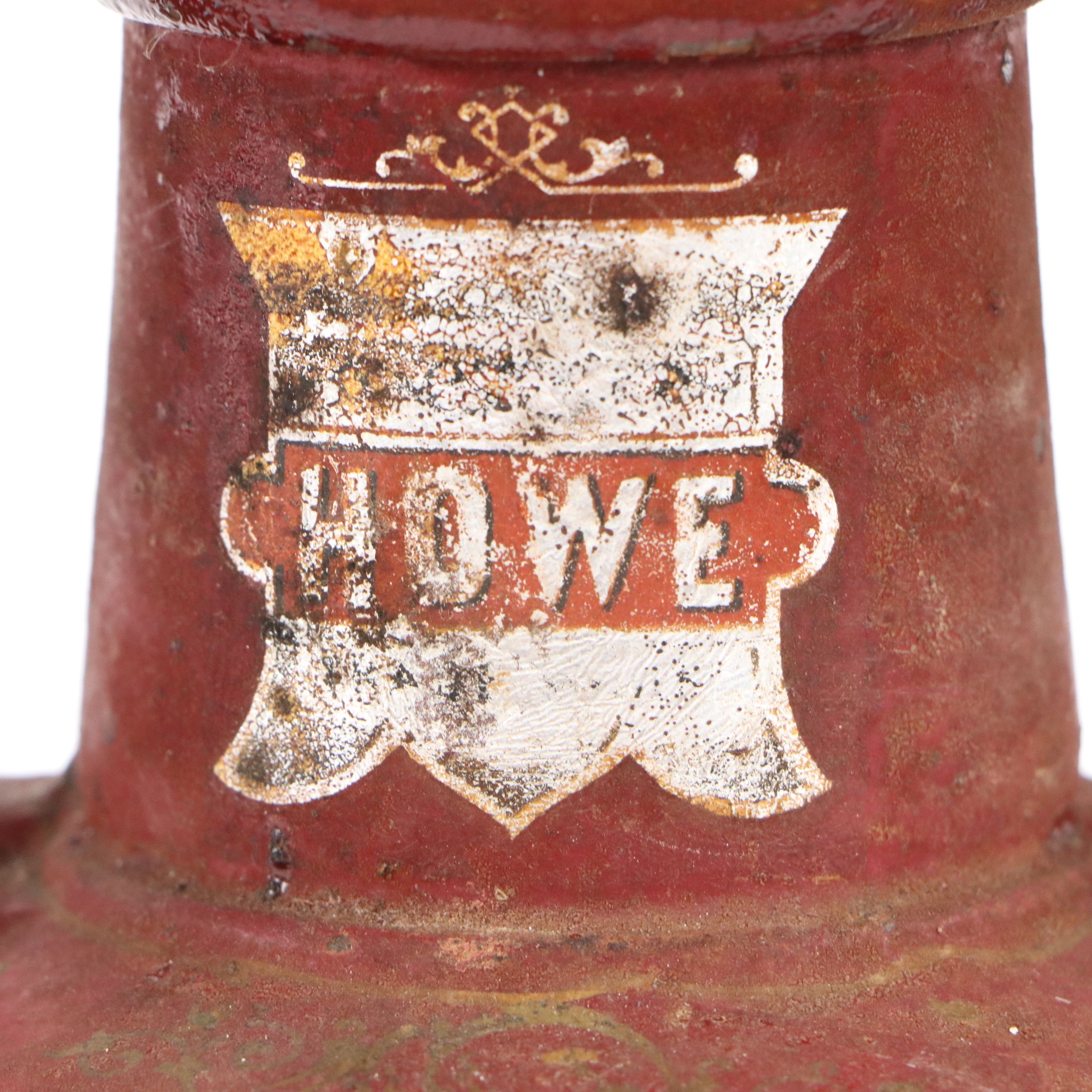 Antique Howe Cast Iron Scale, Brass Weighing Dish with Disc Counterweights