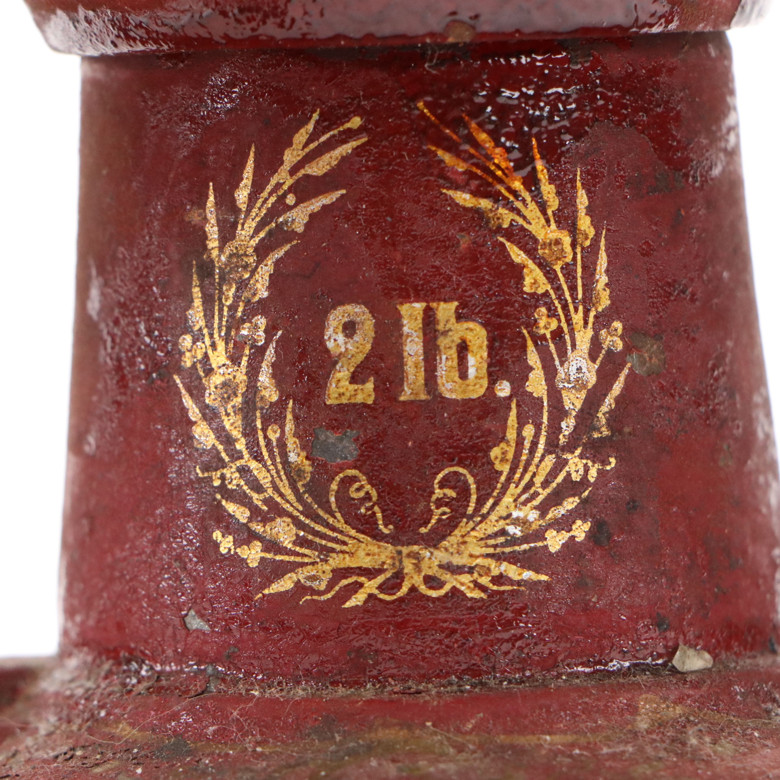 Antique Howe Cast Iron Scale, Brass Weighing Dish with Disc Counterweights