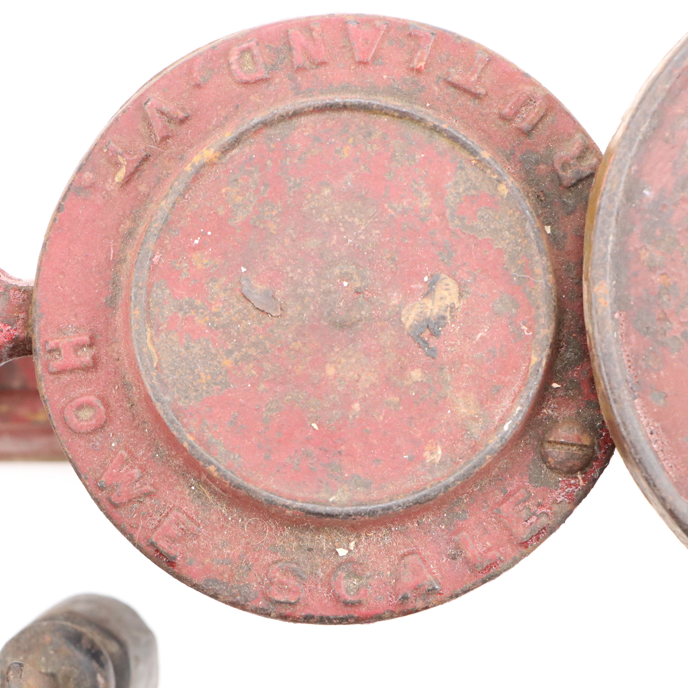 Antique Howe Cast Iron Scale, Brass Weighing Dish with Disc Counterweights