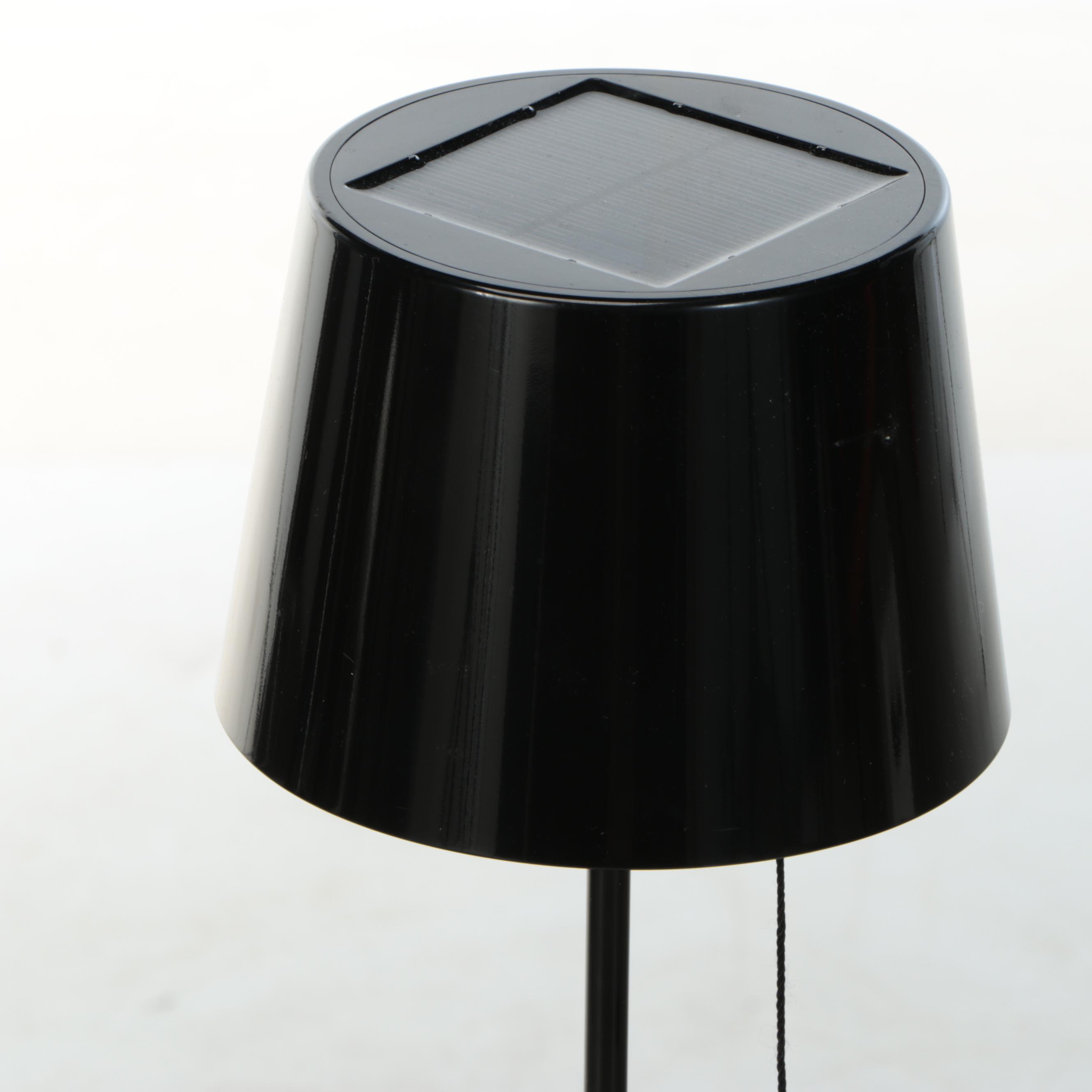 White Ceramic Garden Stool with Solar Powered Accent Lamps